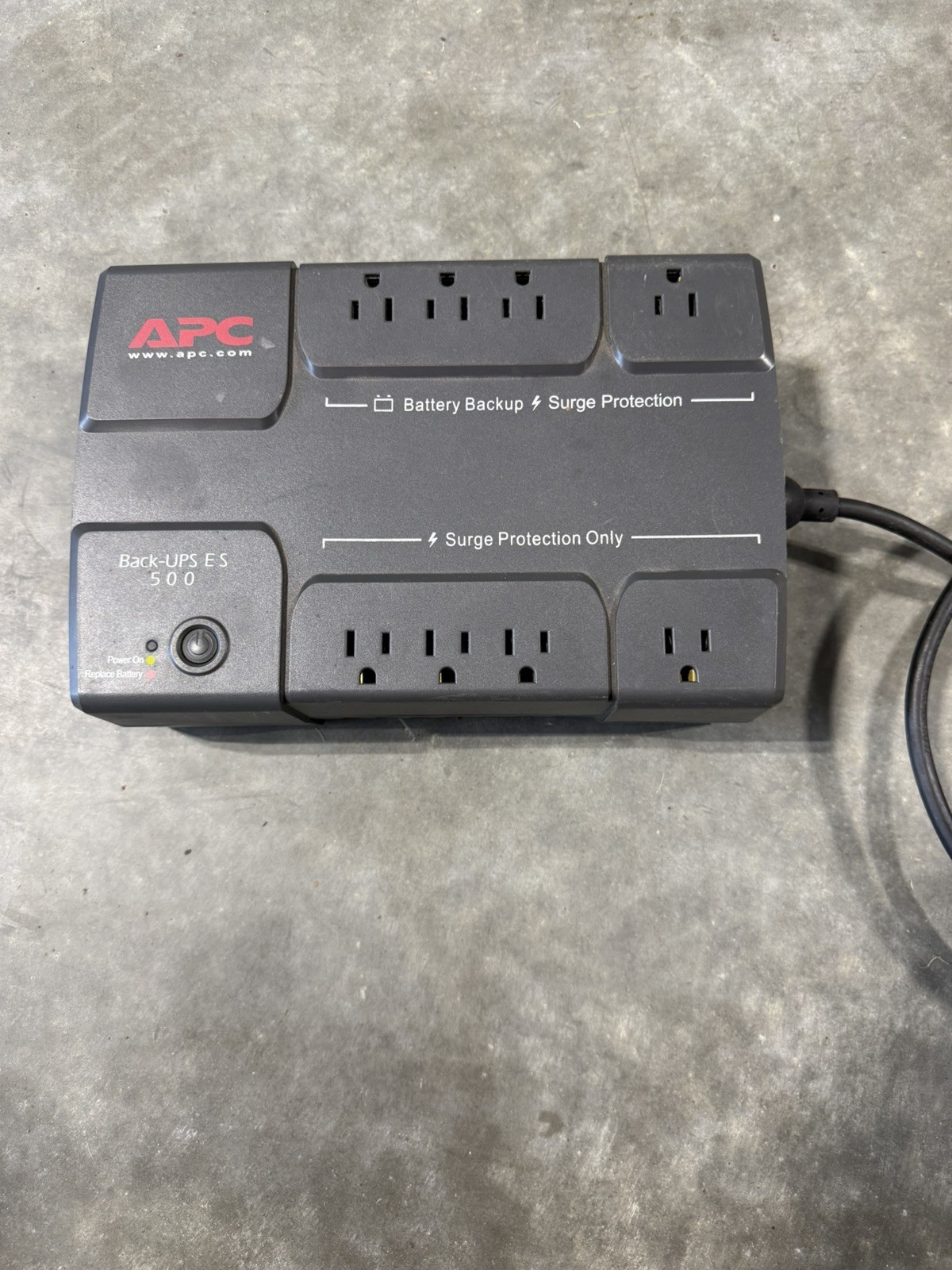 APC Back-UPS ES 500 BE500R Battery Backup Surge Protector No Battery
