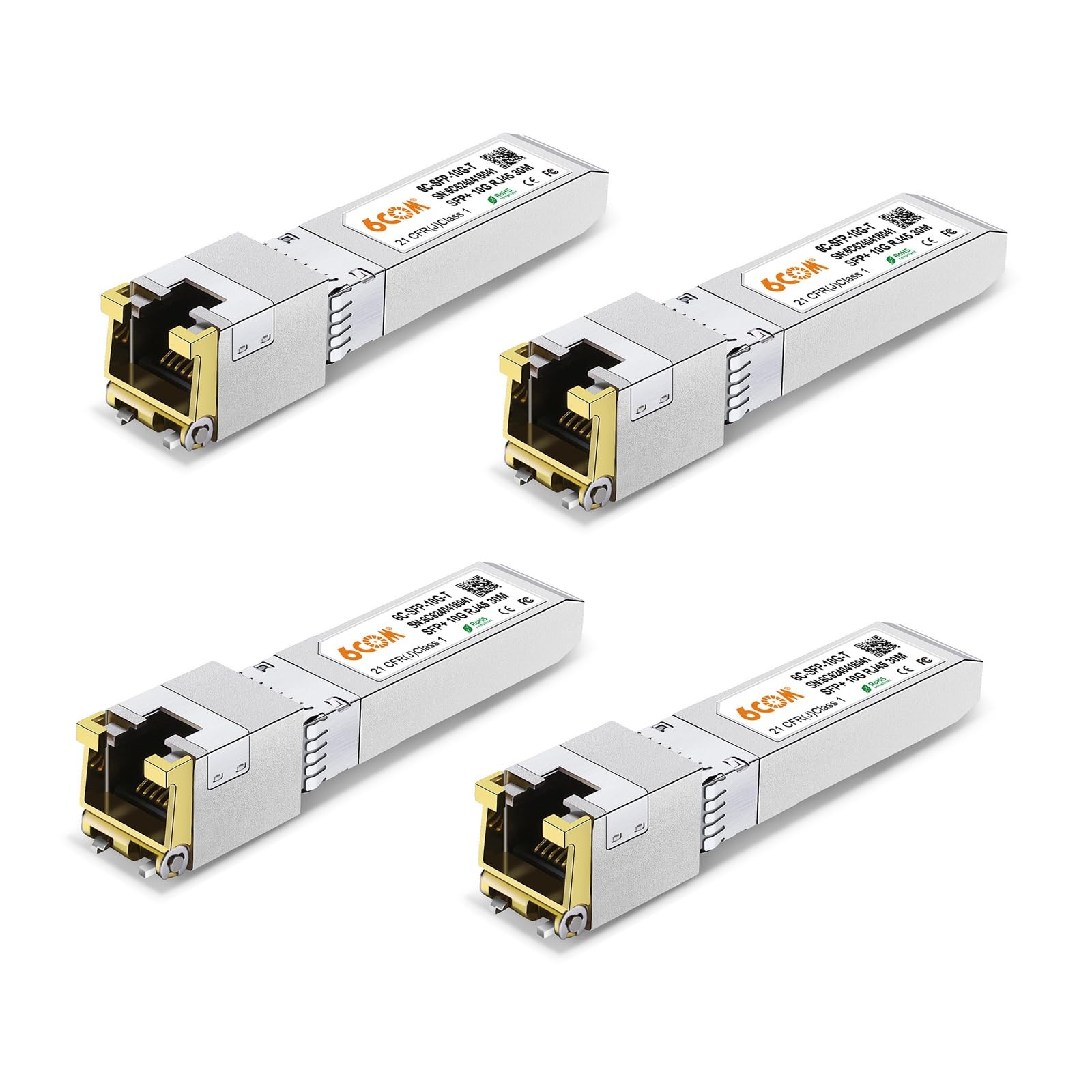 4Pack 10GBase-T SFP+ Transceiver, 10G SFP+ to RJ45 Copper Module, Compatible ...
