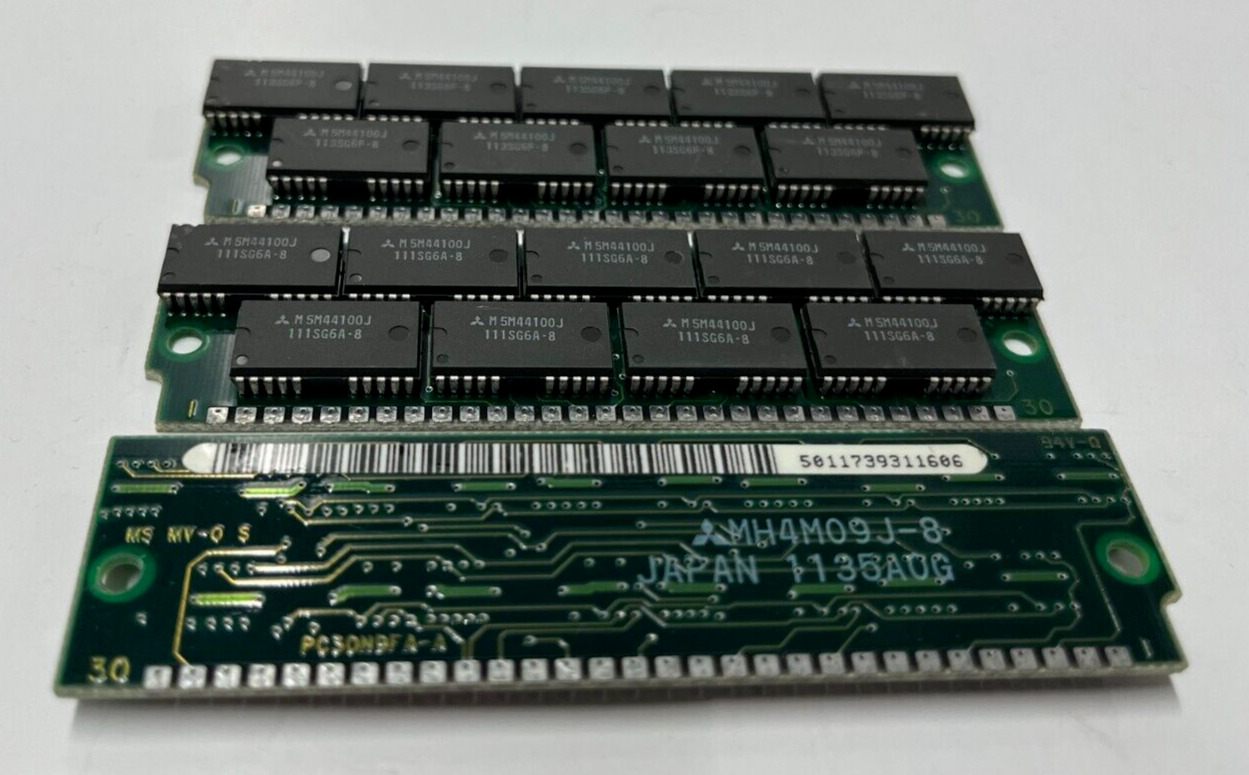 Lot of 3 Sun 501-1739 4MB 30-Pin SIMM Memory for SPARC 1/1+/2/IPC