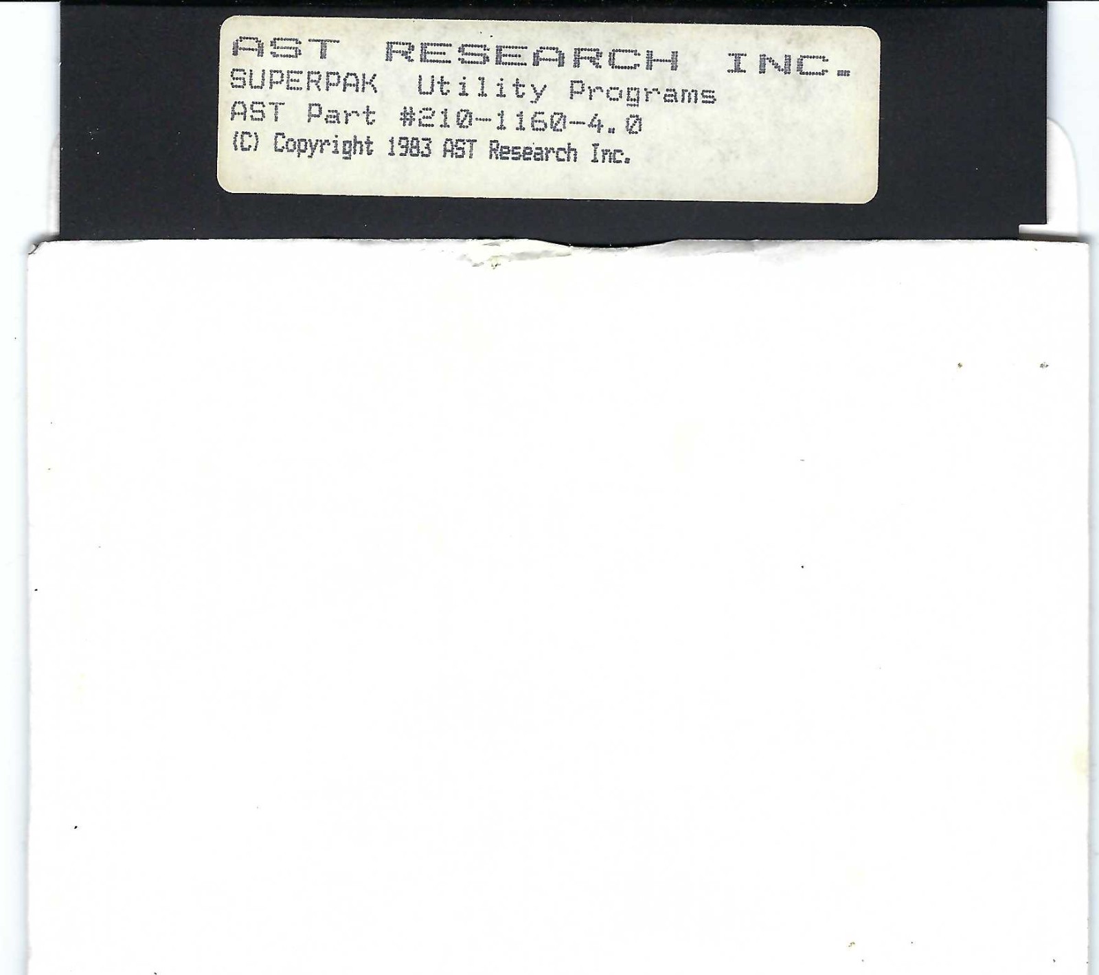 ITHistory  SOFTWARE IBM (1983) AST RESEARCH SuperPak Utility Program  5.25" OF