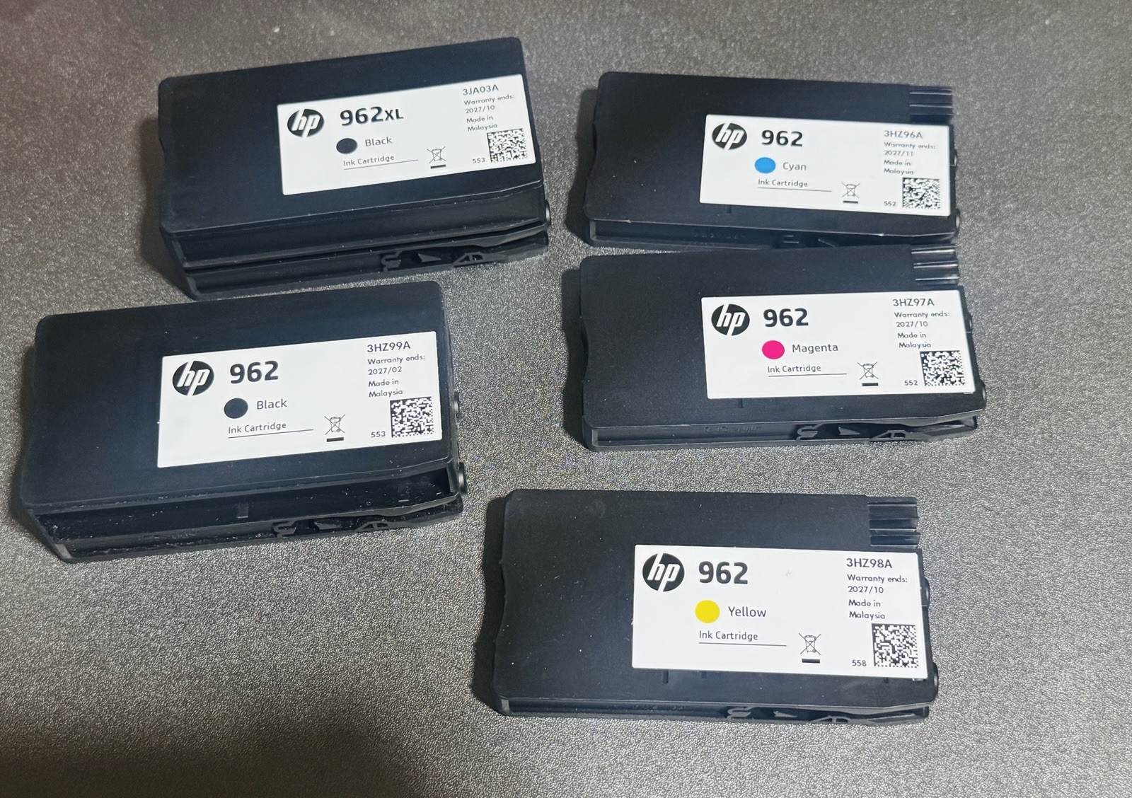 Lot 5 HP 962XL/962 Genuine Original Ink Cartridges CMYK & Extra Black Exp 2027