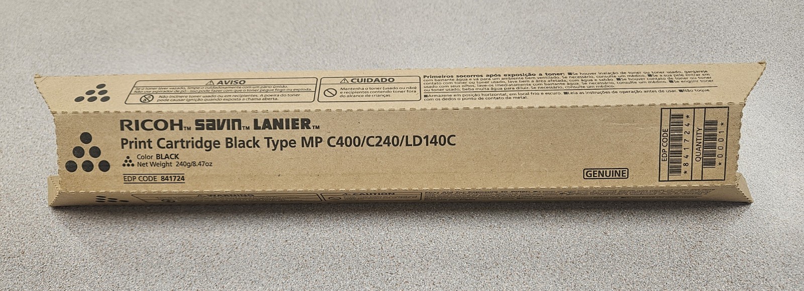 GENUINE Ricoh Savin Lanier MP C400/C240/LD140C EDP 841724 Black Toner Cartridge