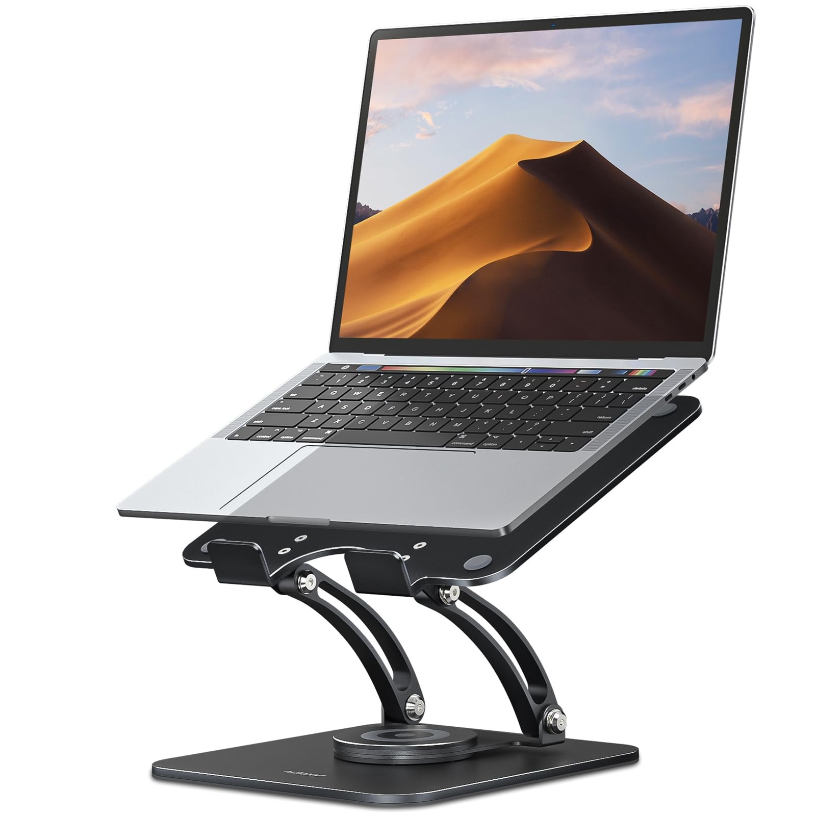 Nulaxy 360° Rotating Ergonomic Laptop Stand for Desk, Dual Foldable Black