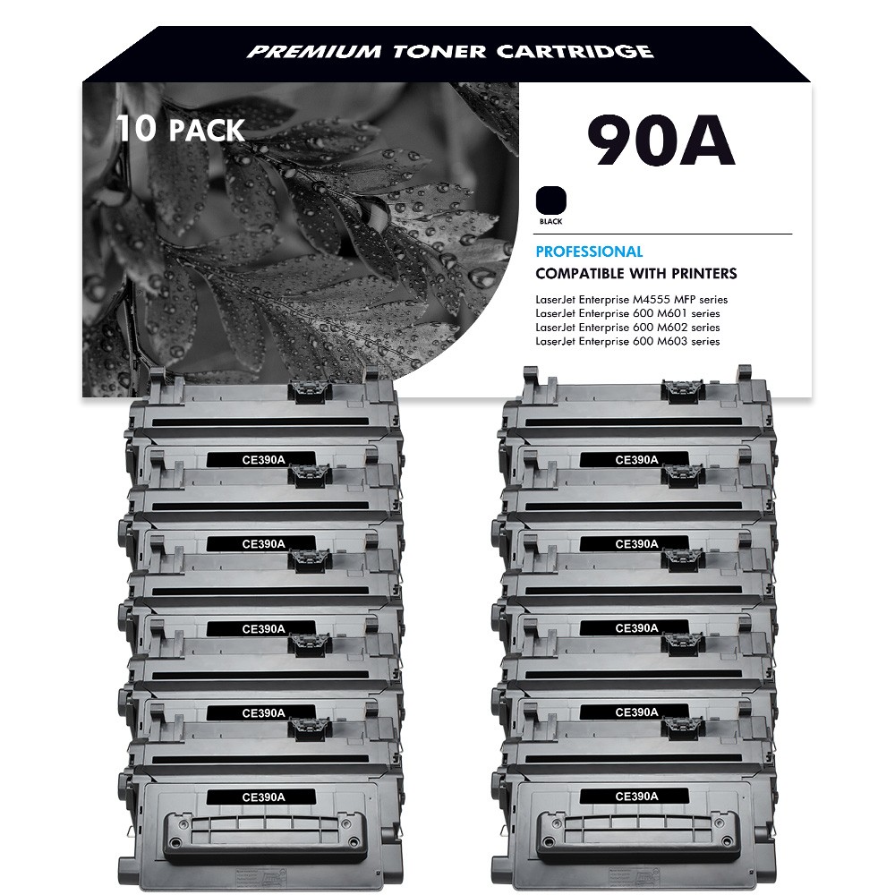 10 Pk CE390A Toner Cartridge for HP LaserJet Enterprise M4555fskm MFP 600 M602dn