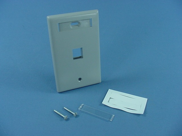 Leviton Gray Quickport 1-Port ID Window Flush Wallplate 1-Gang Cover 42080-1GS