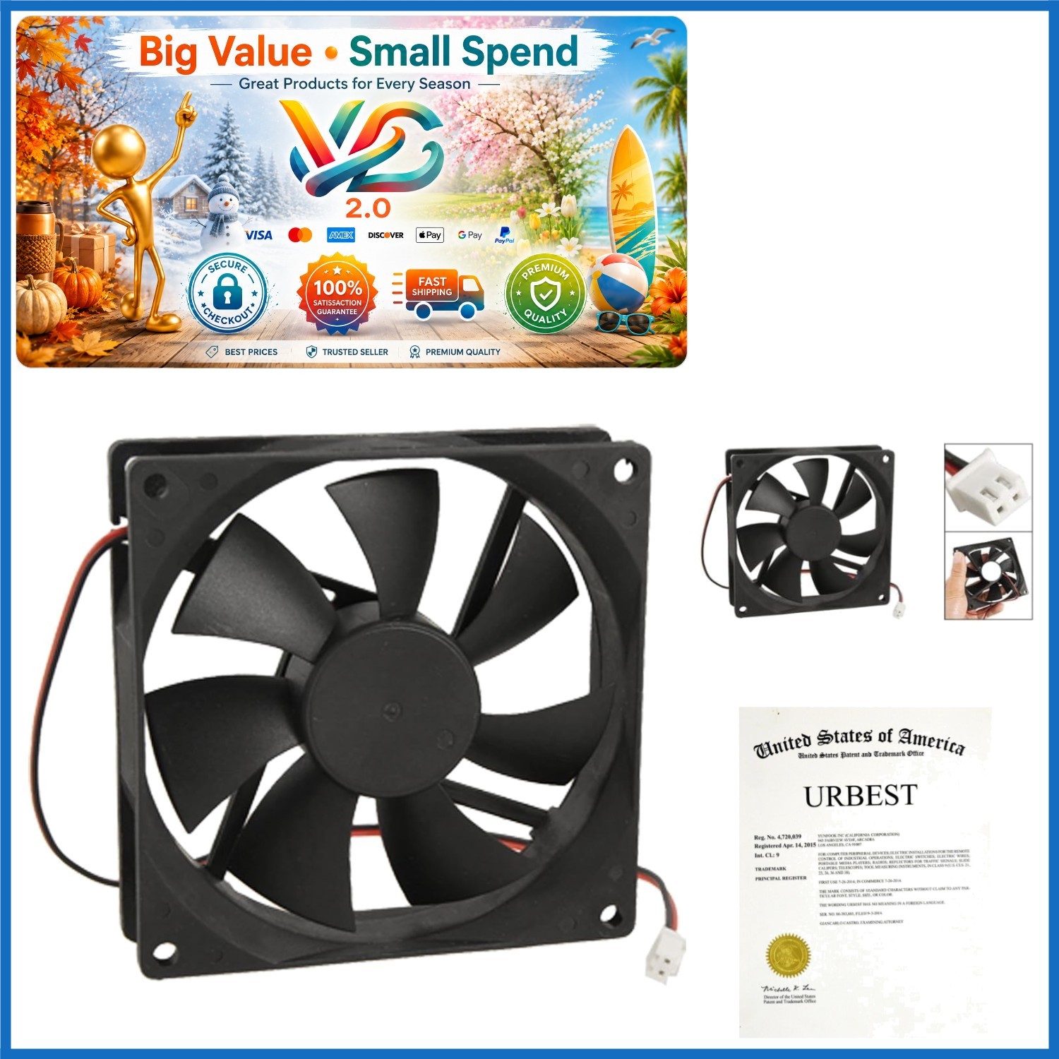 90mm x 25mm Computer Case Fan 12V CPU Cooler Air Cooling Black