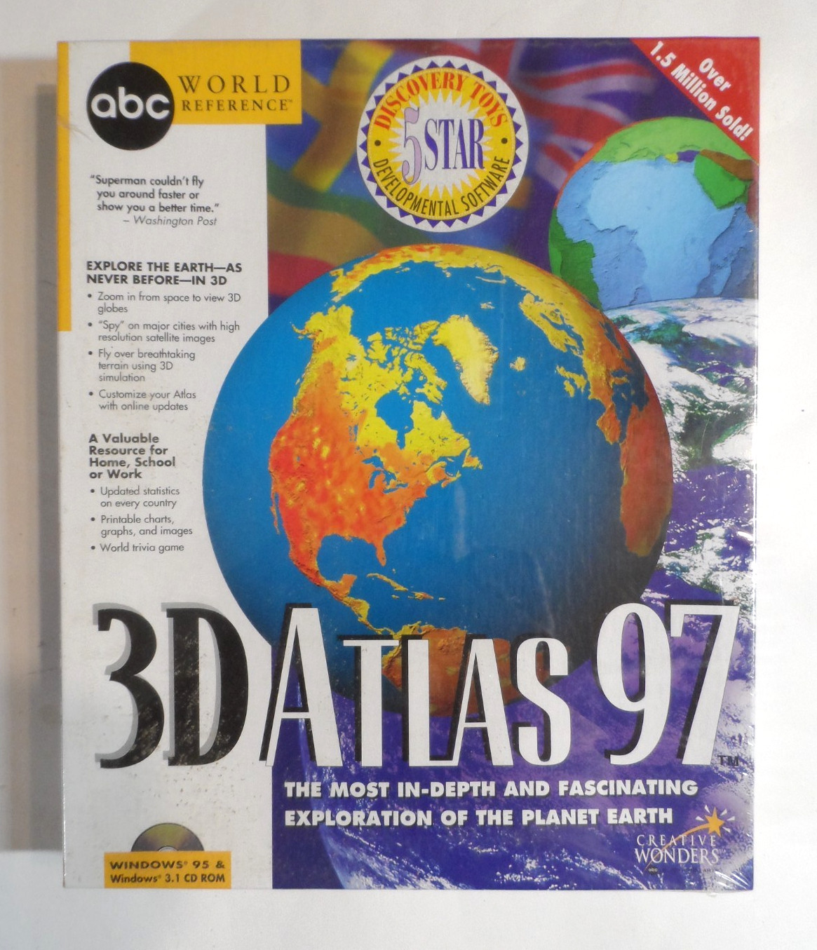 NEW SEALED - 3D Atlas 97 Vintage Software (PC CD-ROM)