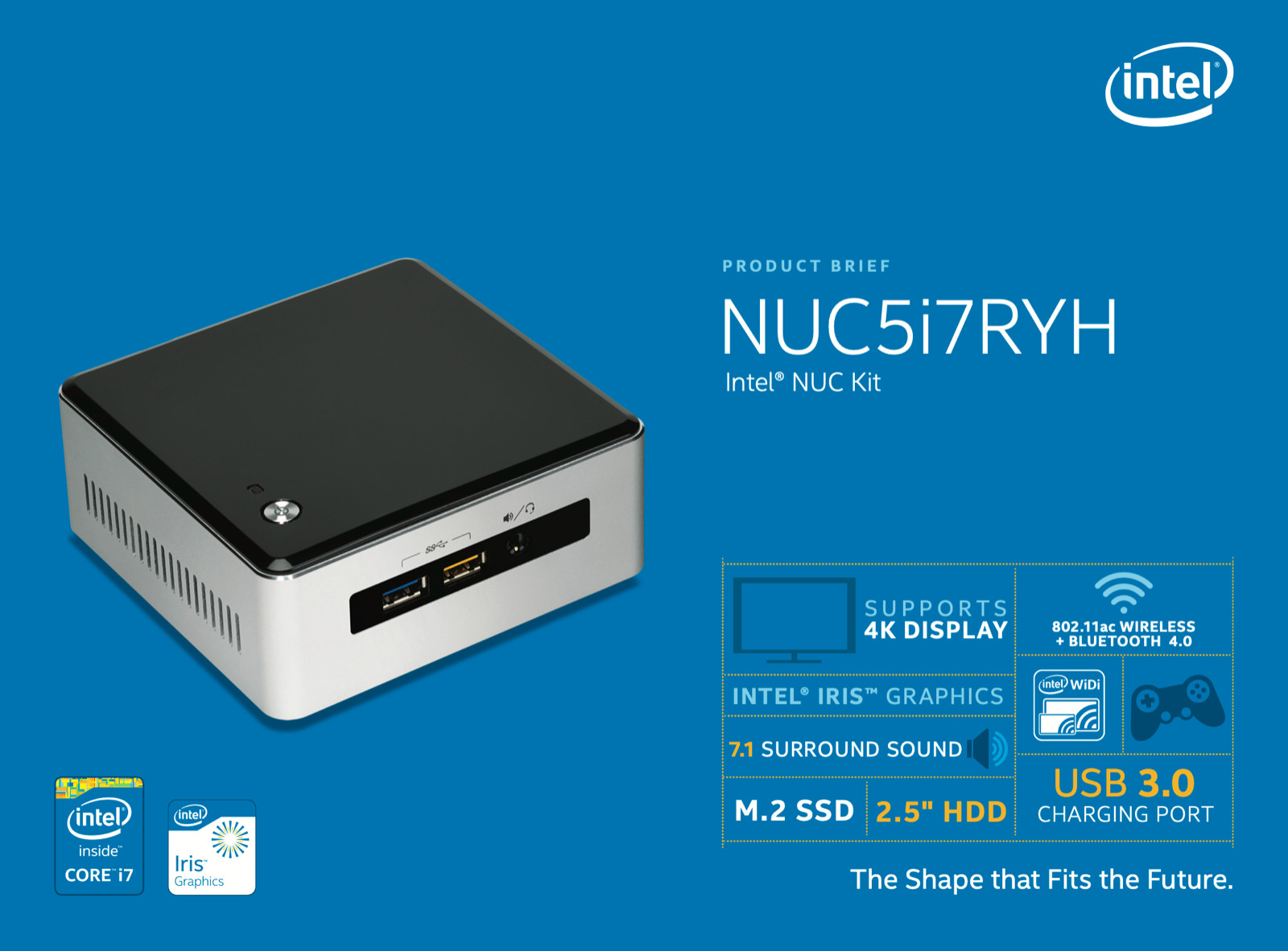 Intel NUC Core i7 3.40GHz 512GB PCIe SSD 8GB RAM NUC5i7RYH Mini Desktop Win10 PC