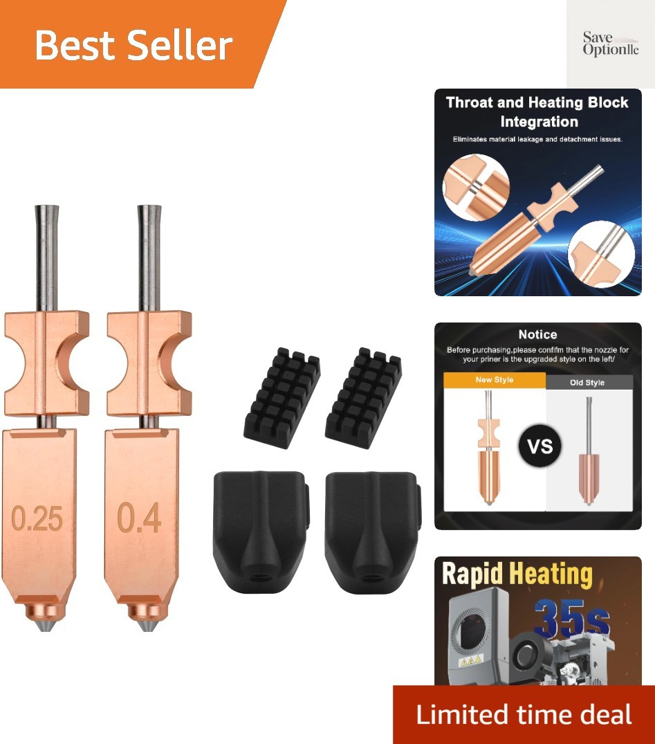 Full Metal 2pcs Hotend Kit: 0.25MM+0.4MM Ad5x Nozzles for Precision Printing