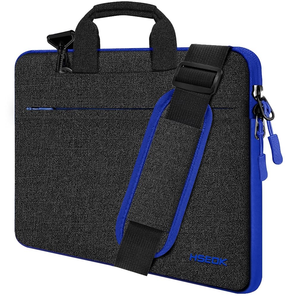 Hseok Laptop Shoulder Bag 15 15.6 16 Inch 15-16 inch, Black & Blue