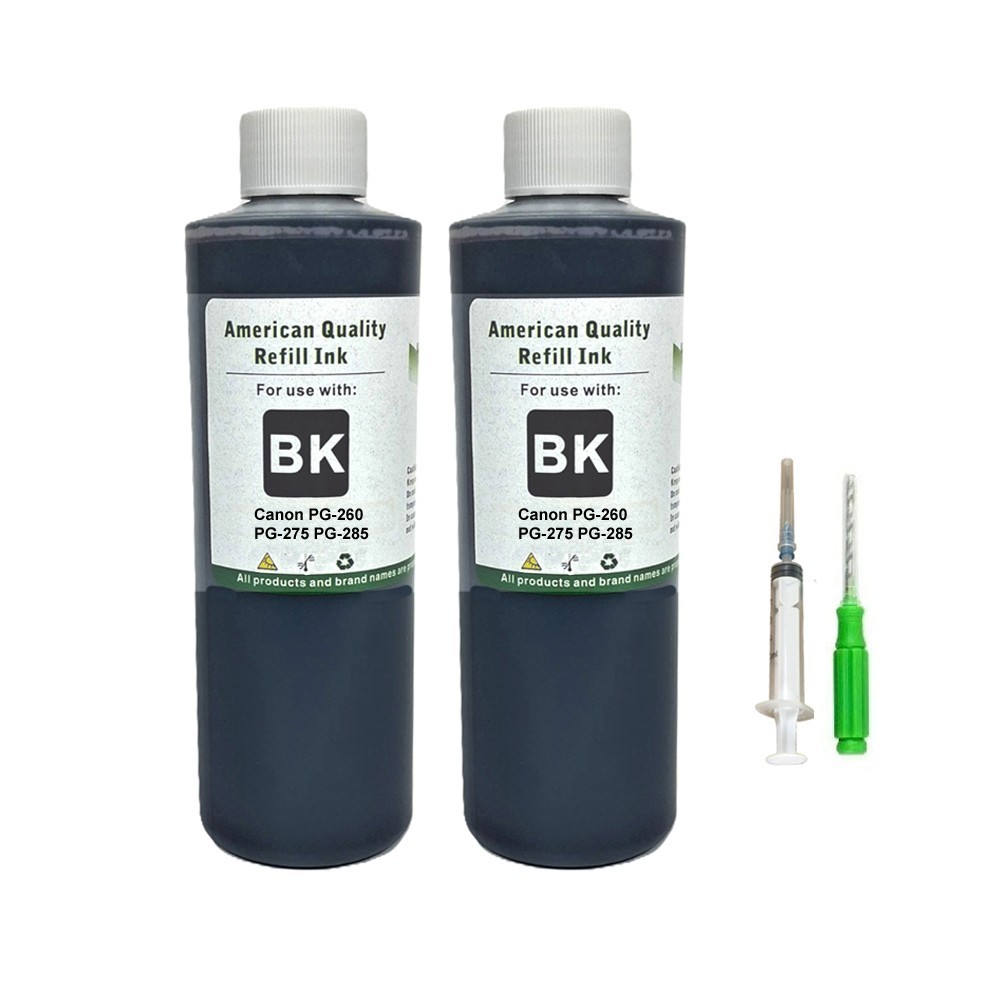 2x250ml Refill Ink Kit Bottles Black for Canon PG-260 PG-275 PG-285 Premium Ink