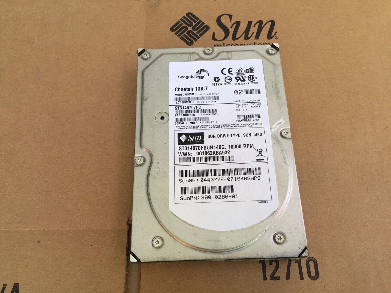 SUN ST314670FSUN146G  Original 146GB 10K FC  drive ,RoHS ,390-0280-01, Test-PASS