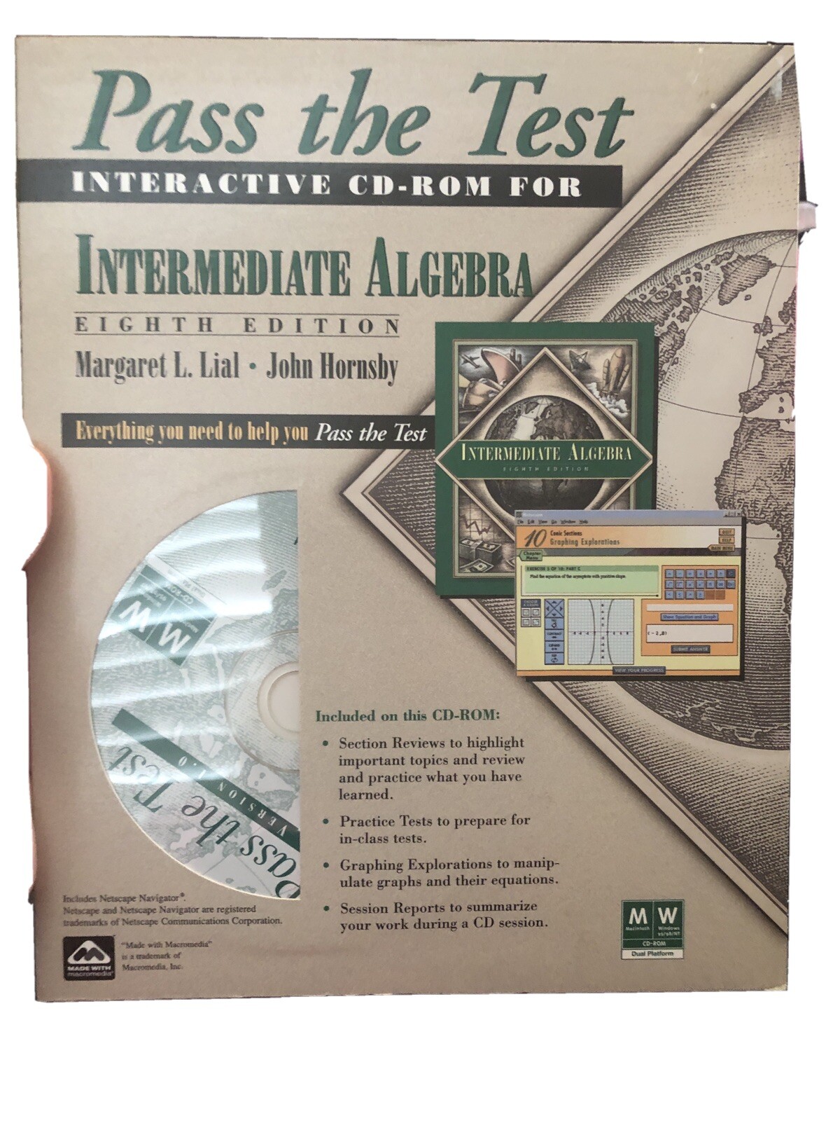 Intermediate Algebra: Pass the Test Interactive Cd-Rom 8 Th Edition Win/ Mac New