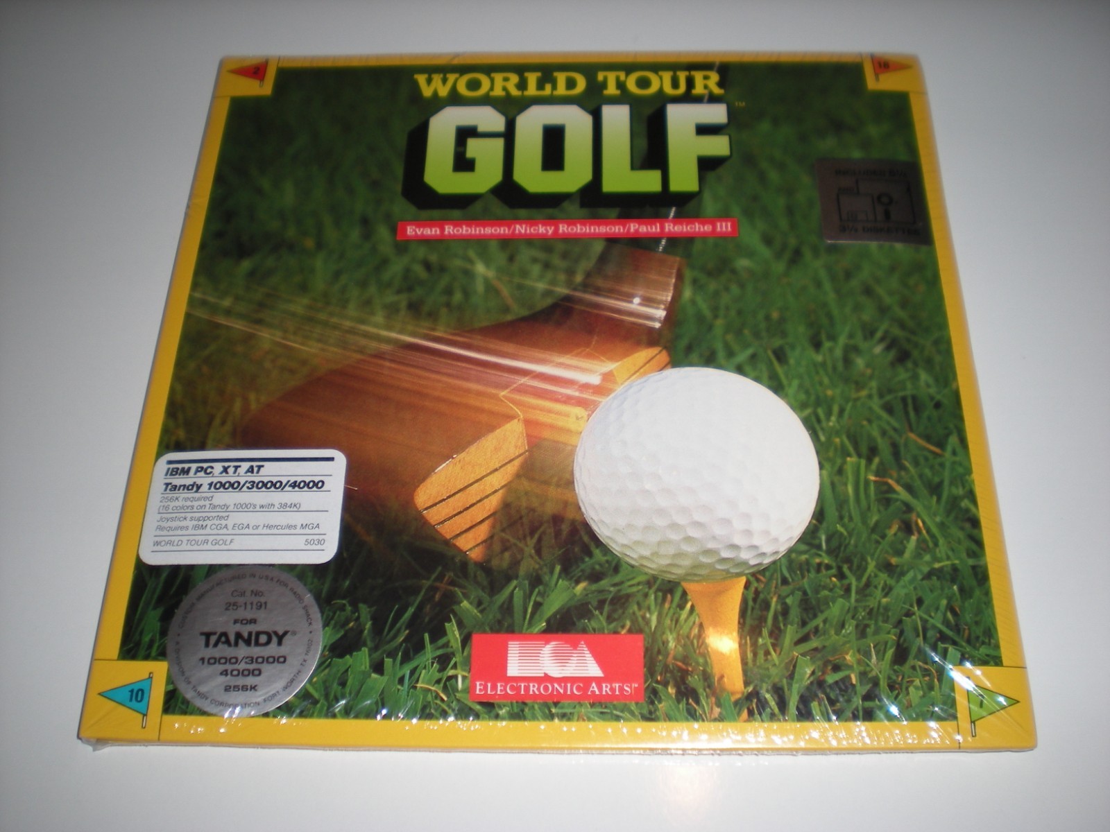 World Tour Golf for Dos IBM PC and Tandy by Electronic Arts.  Rare sealed game.