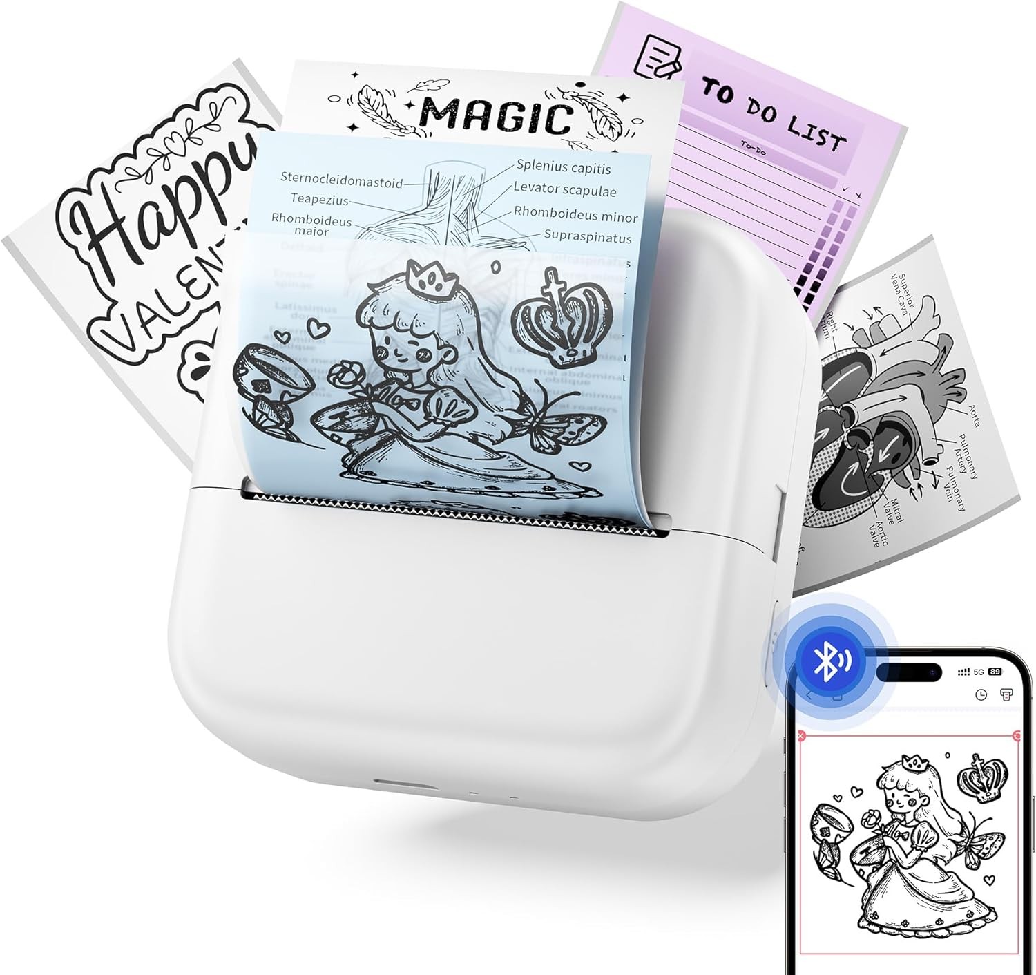 M02L Mini Thermal Sticker Printer, Portable for Notes & DIY with iOS & Android