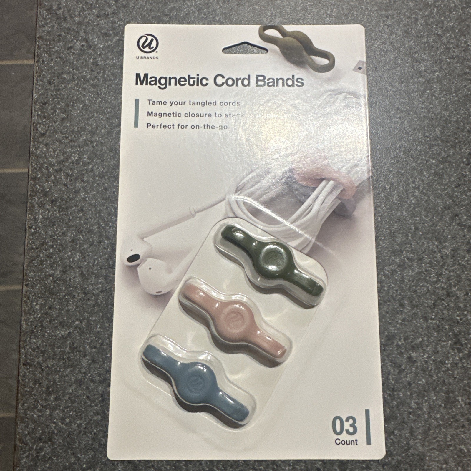 U Brands Magnetic Cord Bands 3 Count Flexible Silicone Cable Organizer