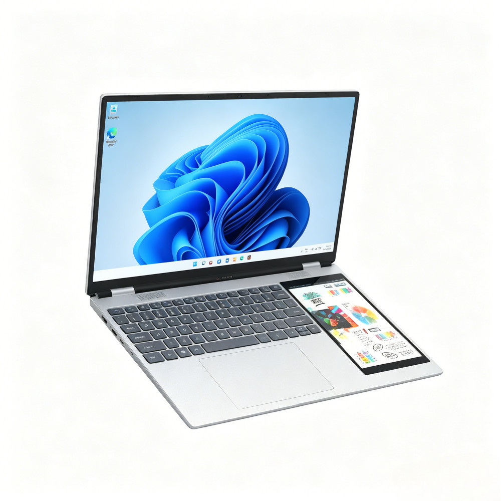 Dual Screen Laptop 15.6"+7" Intel N150 16GB DDR4 Windows 11 Face ID Support