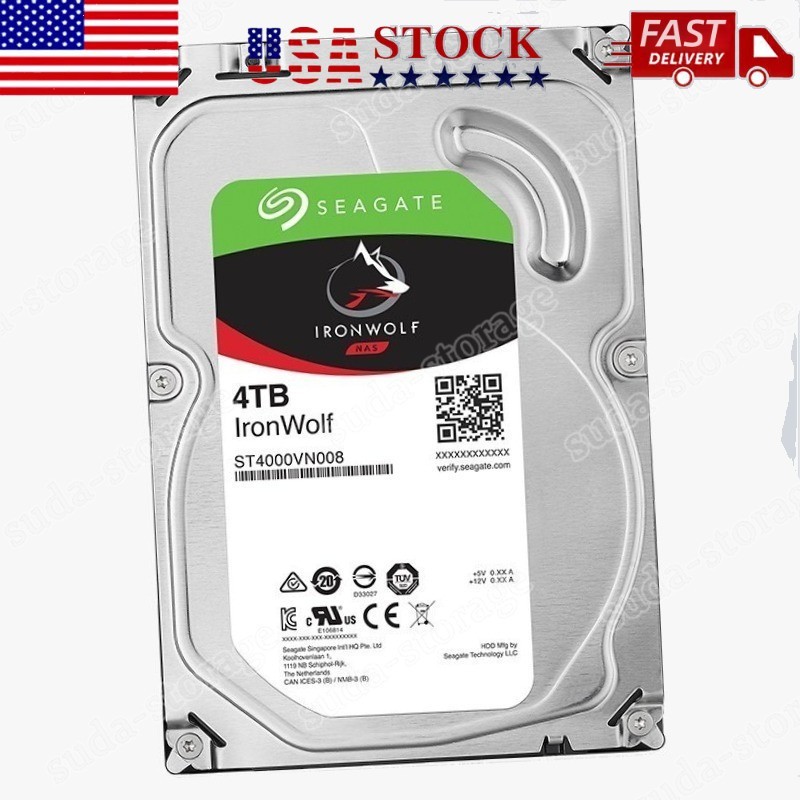 1PCS Seagate IronWolf 4TB ST4000VN008 64MB 6Gb/s SATA 3.5" NAS HDD Hard Disk Dr