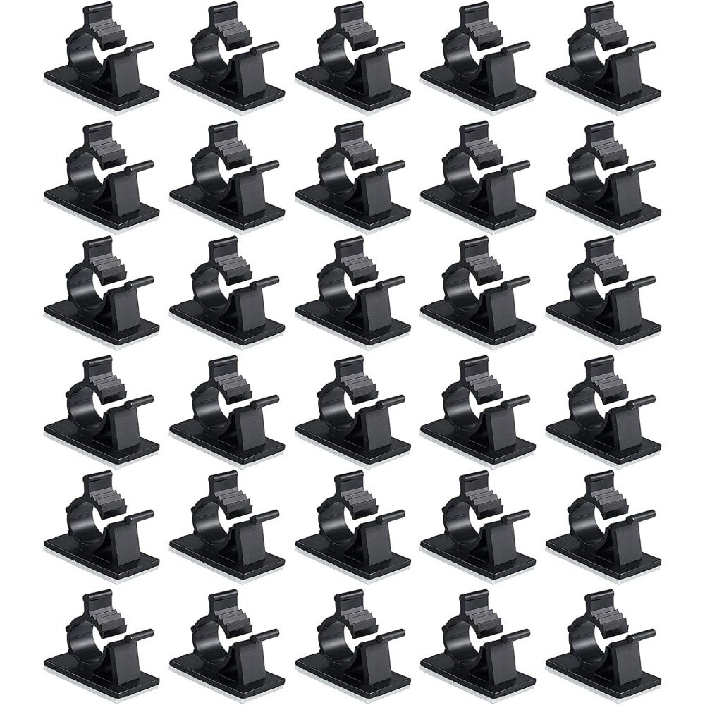 30 Pcs Black Clips Self Adhesive Backed Nylon Wire Adjustable Cable Clips