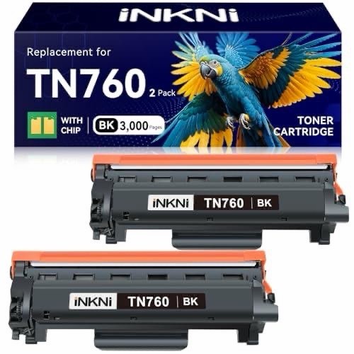 Swiss Toner Compatible TN760 Black Toner for Brother HL-L2350DW 2-Pack