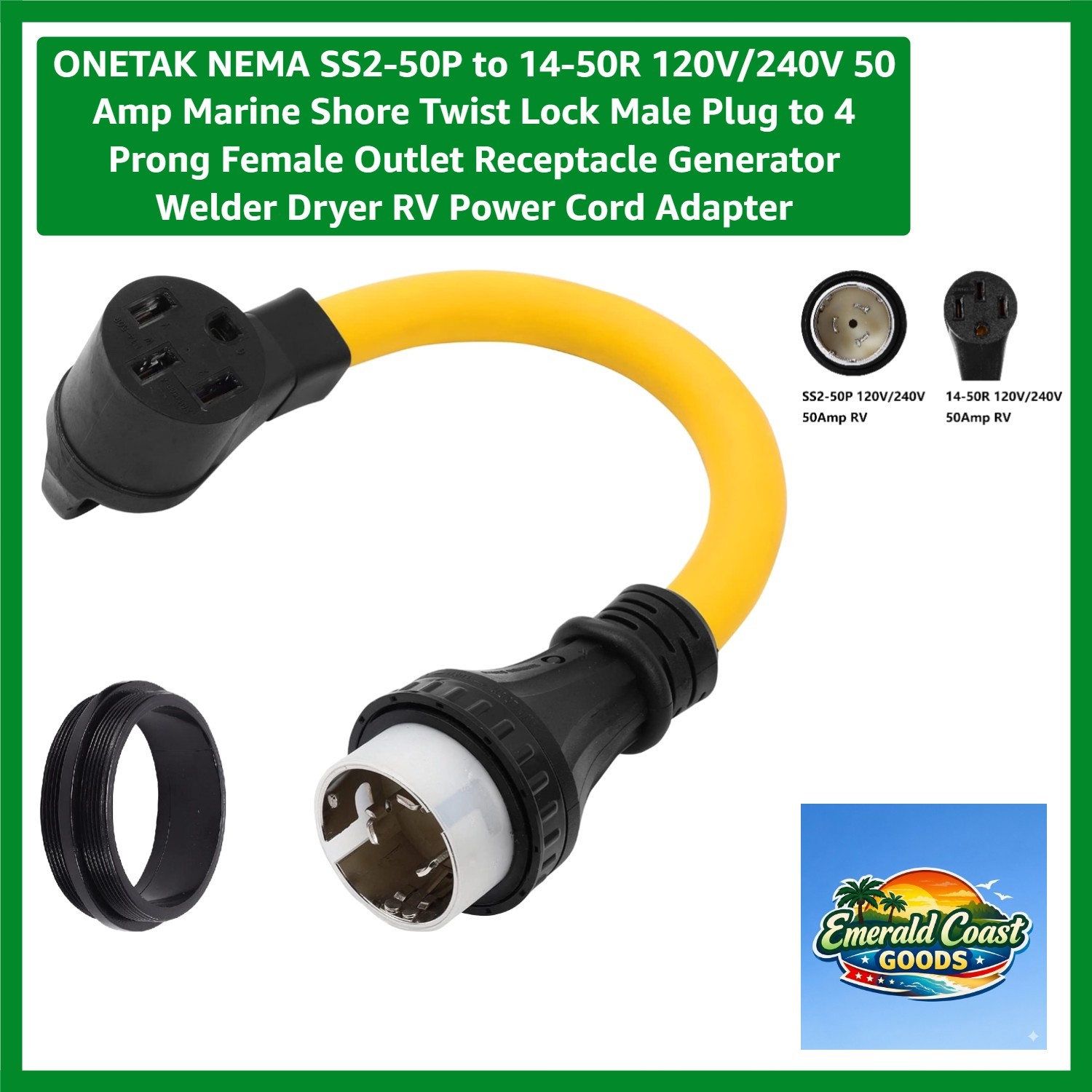 High-Quality NEMA SS2-50P to 14-50R Power Cord Adapter - 50A Durable Solution