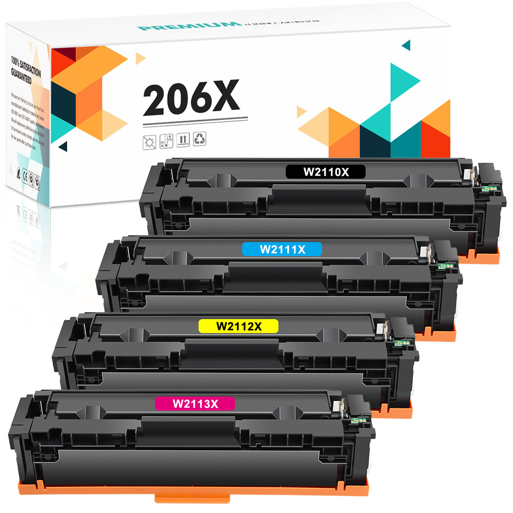 4PCS 206X W2110X Toner No Chip For HP LaserJet MFP M282nw M283fdw M283cdw