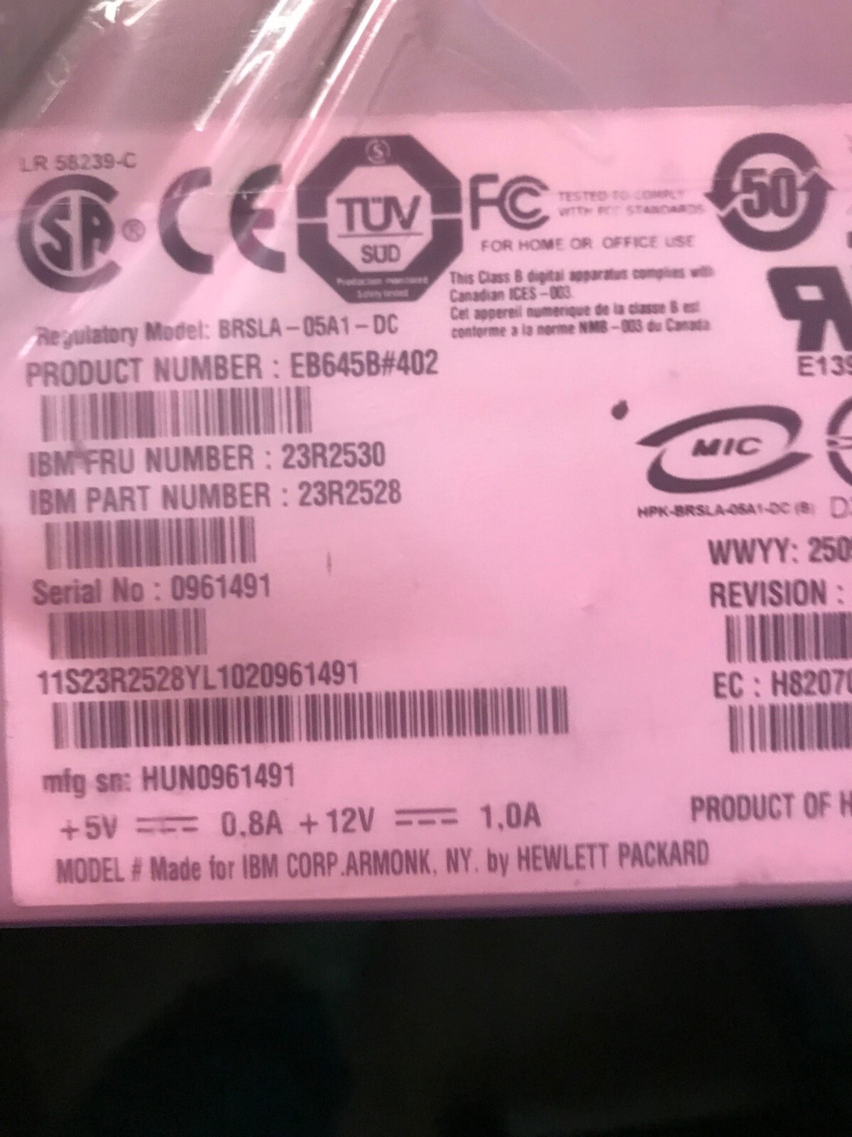 IBM DAT72 DDS5 5.25" SAS Internal Tape Drive 23R2530 23R2528 EB645B#402 5907