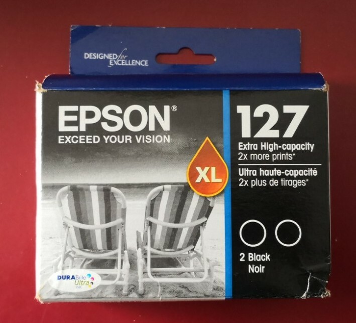 01-2022 NIB GENUINE Epson Ink 127 T127120-D2 XL BLACK WF 545 630 645 NX530 NX625