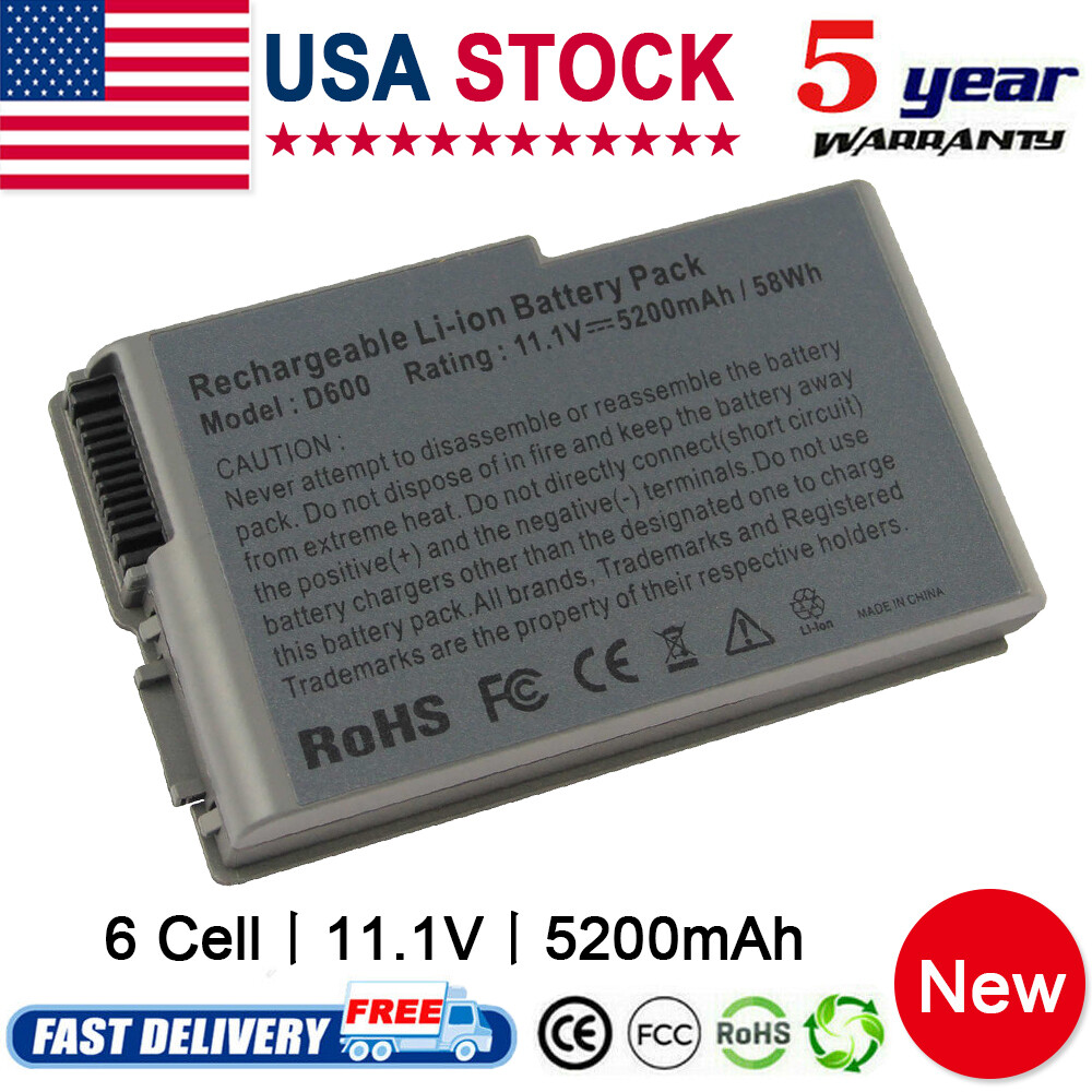 6 Cell Laptop Battery for Dell Latitude D500 D505 D510 D520 D530 D610 c1295 Fast