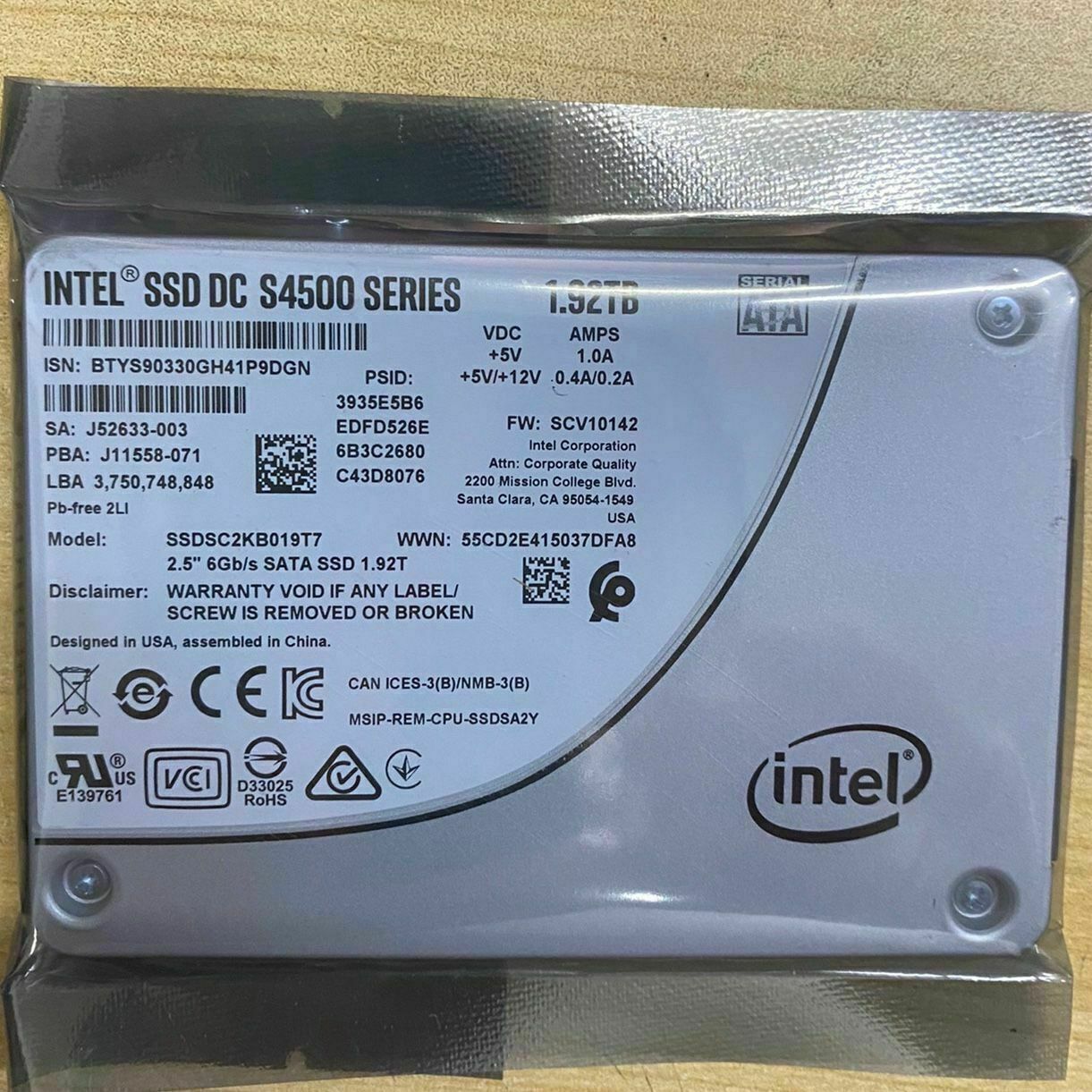 Compatible Intel SSD S4500 1.92TB DC Series 2.5" SATA III SSD SSDSC2KB019T7