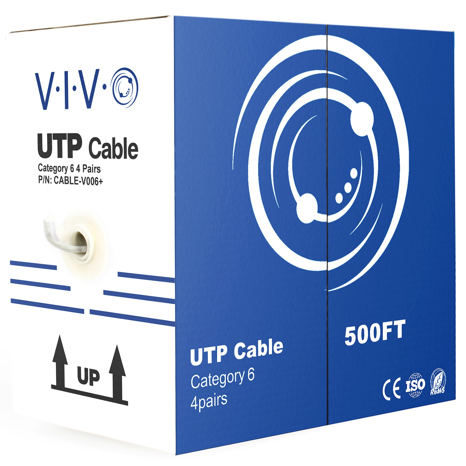 VIVO 500ft bulk Cat6 Ethernet Cable / Wire UTP Pull Box 500 ft Cat-6 Grey LAN