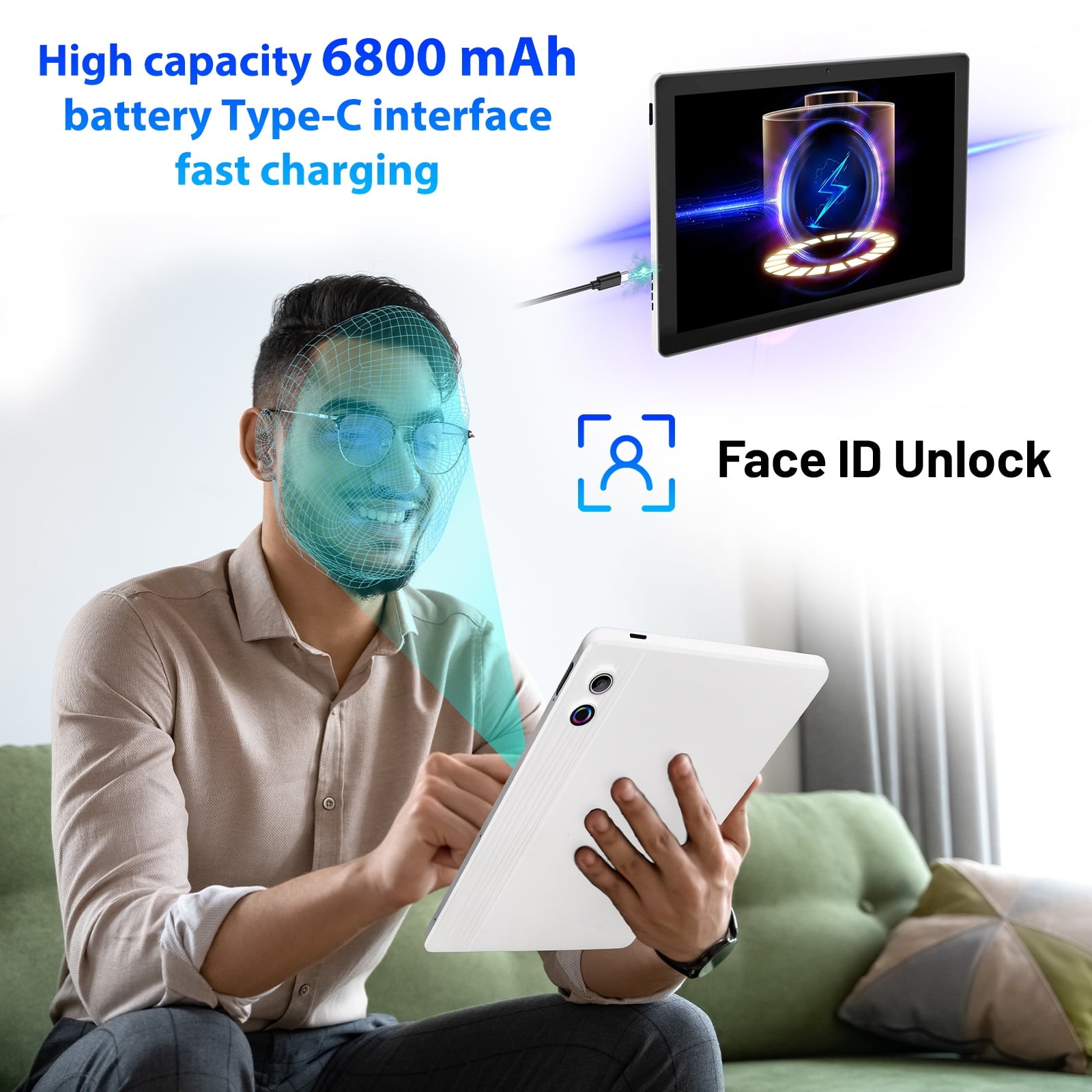 AEEZO A7WH 11'' 16GB RAM, 128GB Storage 2.4GHz Processor Android 14 Wi-Fi