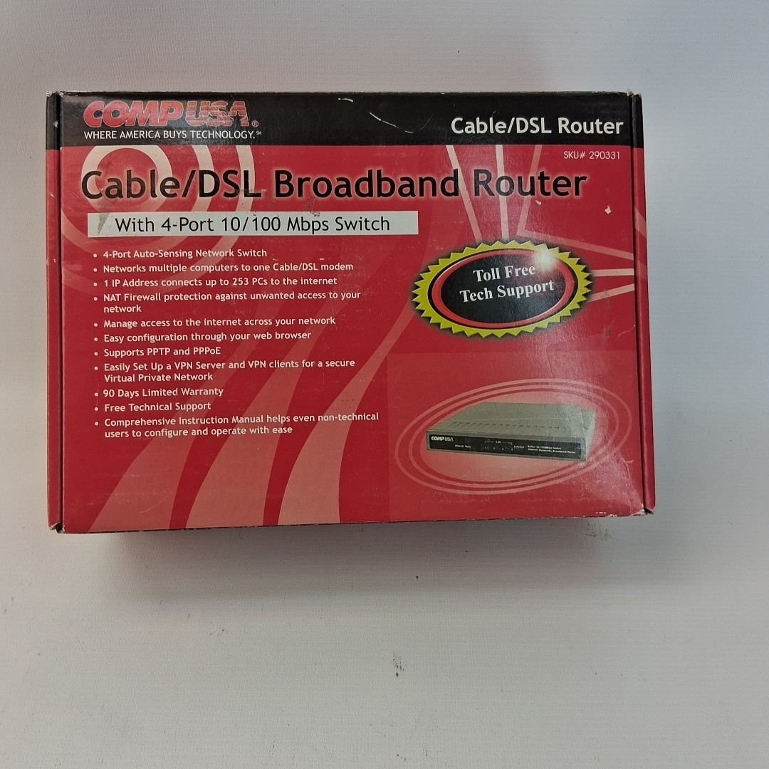 Cable/DSL Broadband Router 4-Port 10/100 Mbps Switch - NEW IN BOX - COMP USA