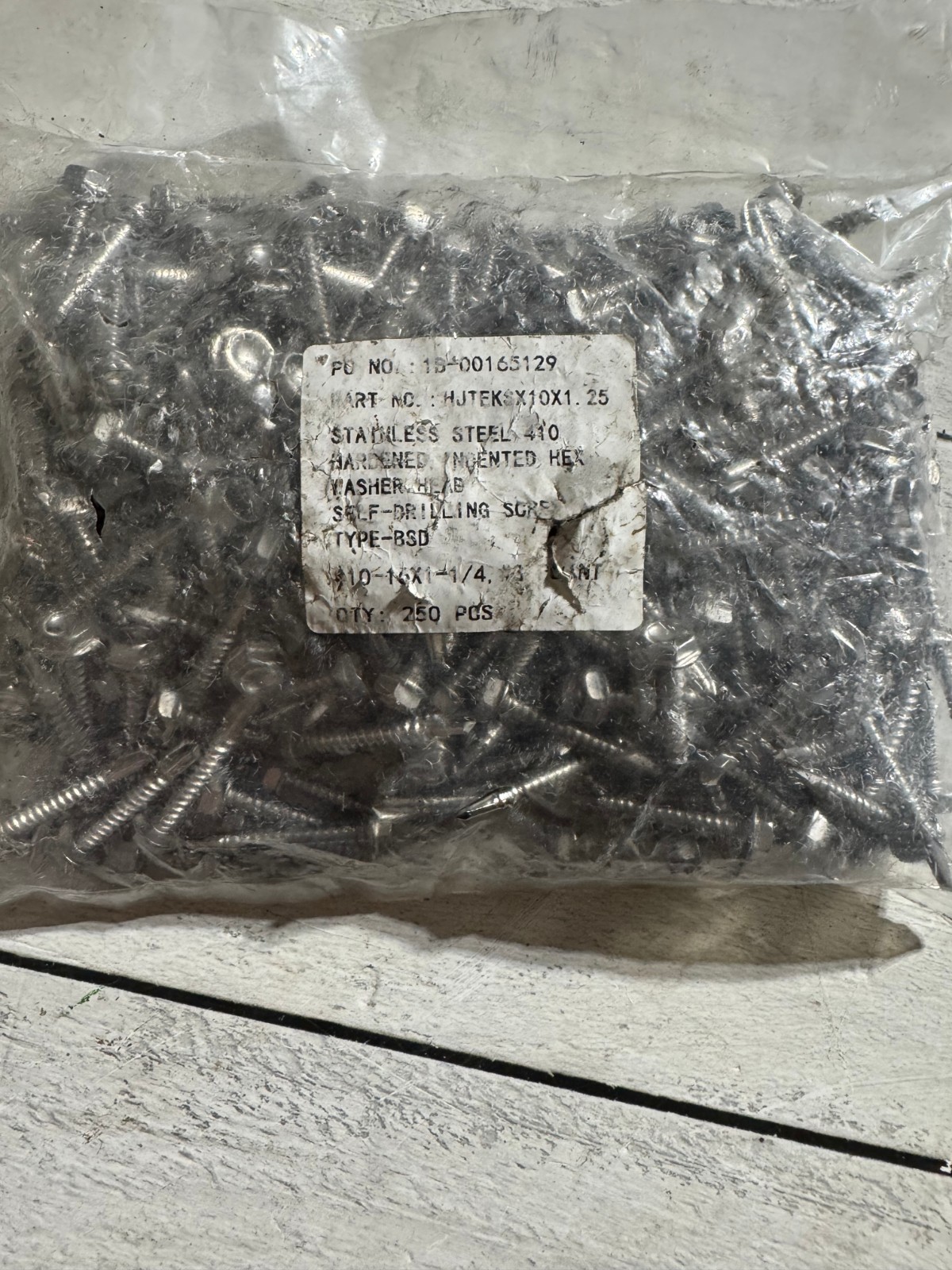 250 Pcs #10-16 x 1-1/4 SS 410 Hardened Hex Washer Head Self-Drilling Screw New