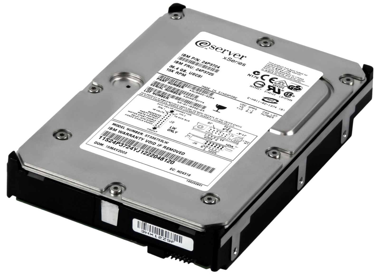 HARD DRIVE IBM 24P3725 24P3724 ST336753LW 36.4GB 15K SCSI U320 3.5'' 