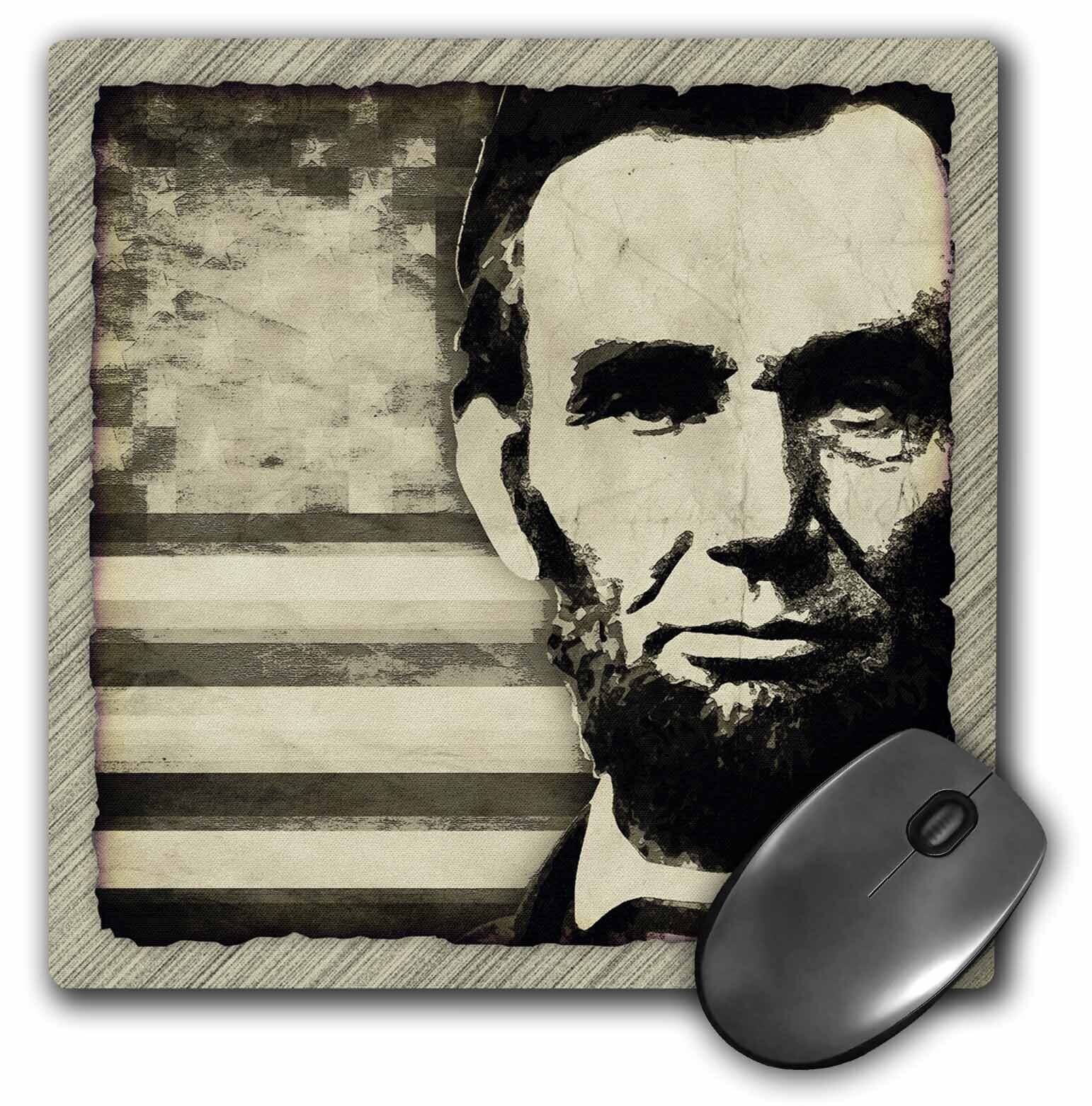 3dRose Abraham Lincoln - President Abraham Lincoln with American flag in sepia t