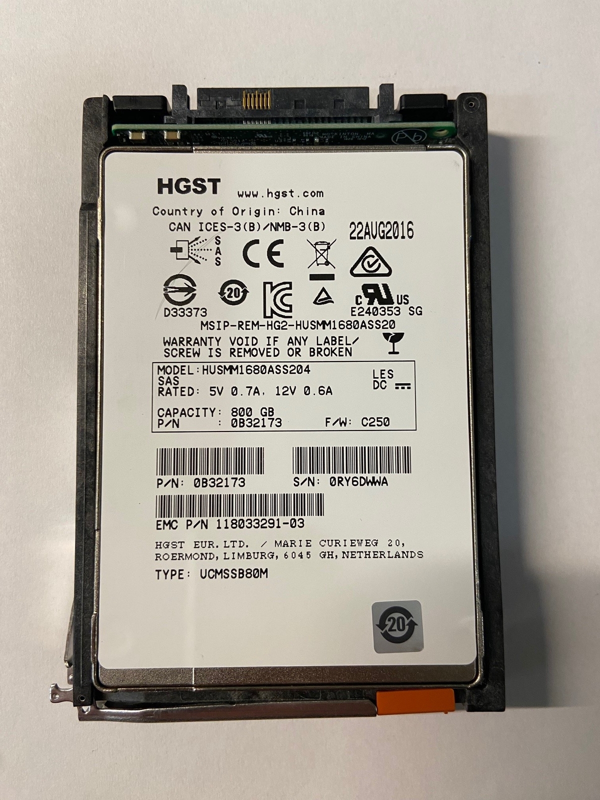 118033291-03 - EMC 800GB SSD SAS 2.5" HDD for Unity 300, 400, 500, and 600 se...