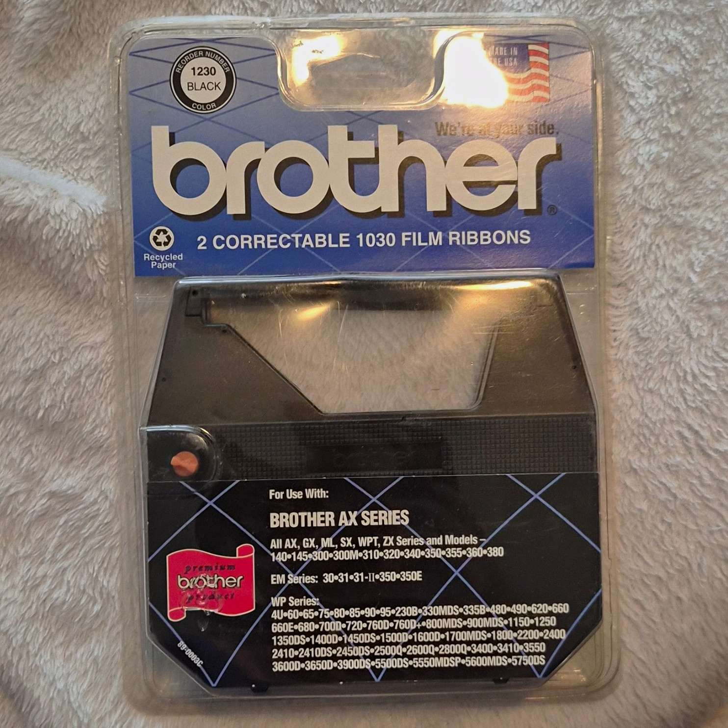 Brother 1230/1030 Black Correctable Film Ribbon Cartridge for AX EM WP Series