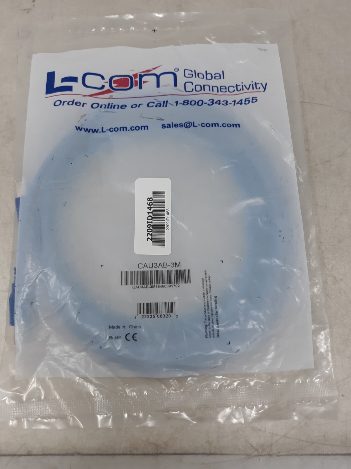 L-Com, CAU3AB-3M, USB 3.0 Cable Type A - B, 3.0m