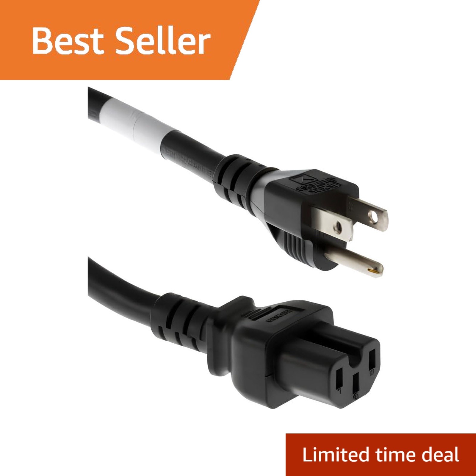 CablesAndKits AC Power Cord 15ft Black 14 AWG