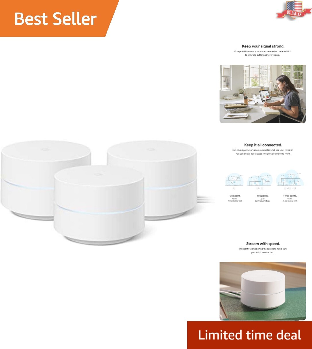 Efficient 3 Pack Mesh WiFi System - AC1200 Technology - Reliable Connection