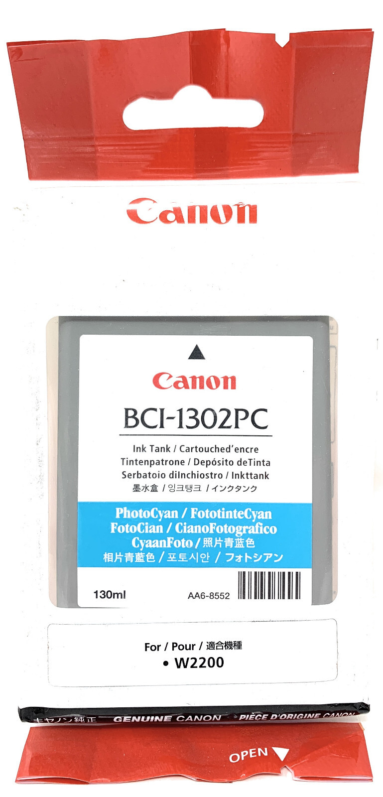 CANON 7721A001 BCI-1302PC ORIGINAL CYAN PHOTO CARTRIDGE FOR CANON W2200 [A BOX]