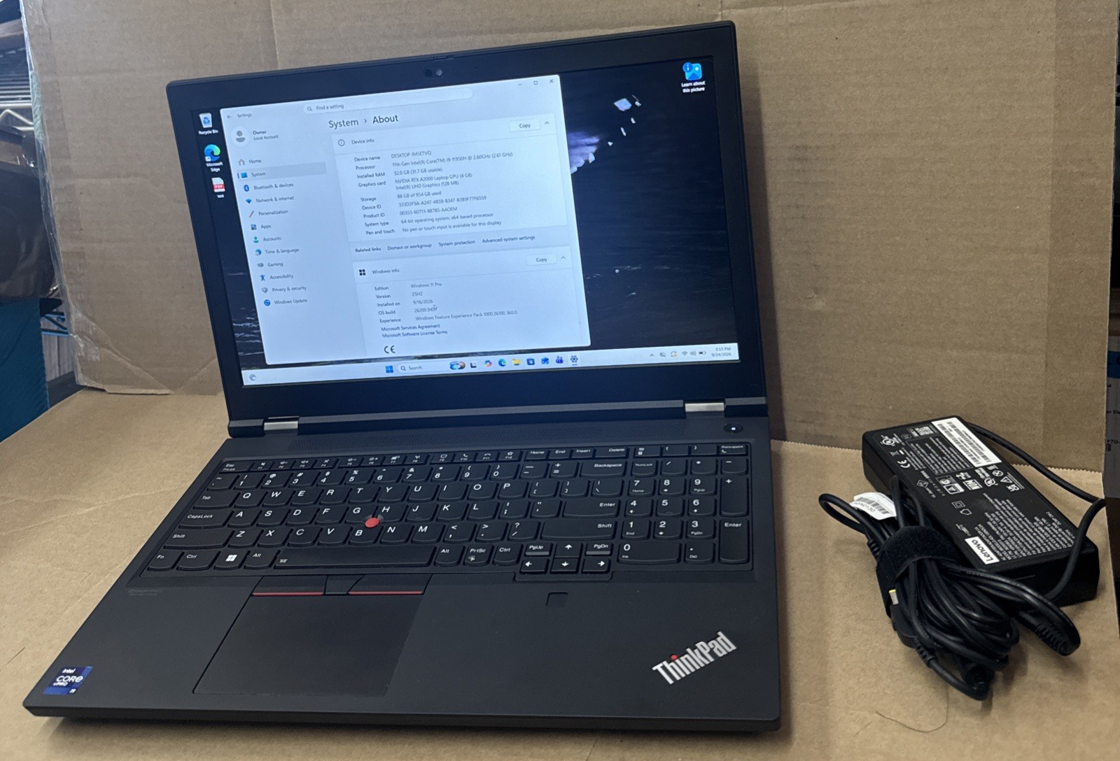 Lenovo ThinkPad P15 Gen 2, i9 11th Gen, 32GB Ram, 1TB SSD, RTX A2000 4GB, W11P