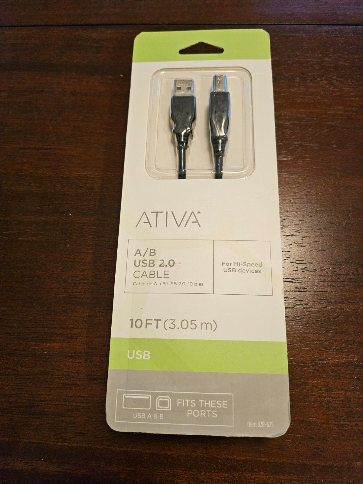 Ativa USB 2.0 A/B Data Cable 16' Black, For Hi-Speed USB Devices, Item 828-645