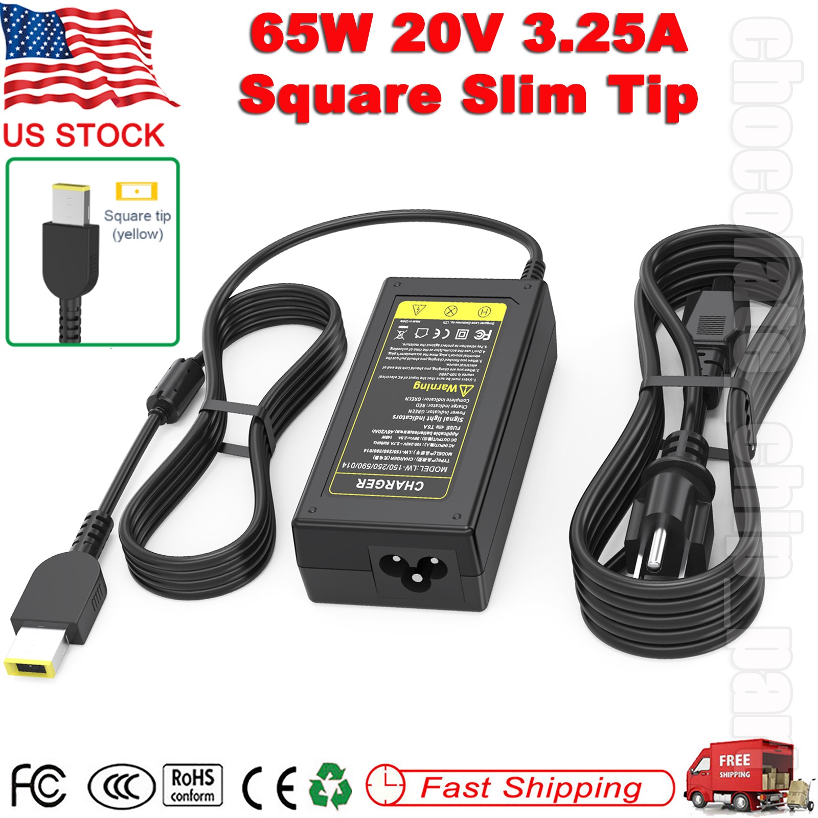 65W 20V 3.25A For Lenovo ThinkPad Laptop Charger Power Adapter -SQUARE SLIM TIP