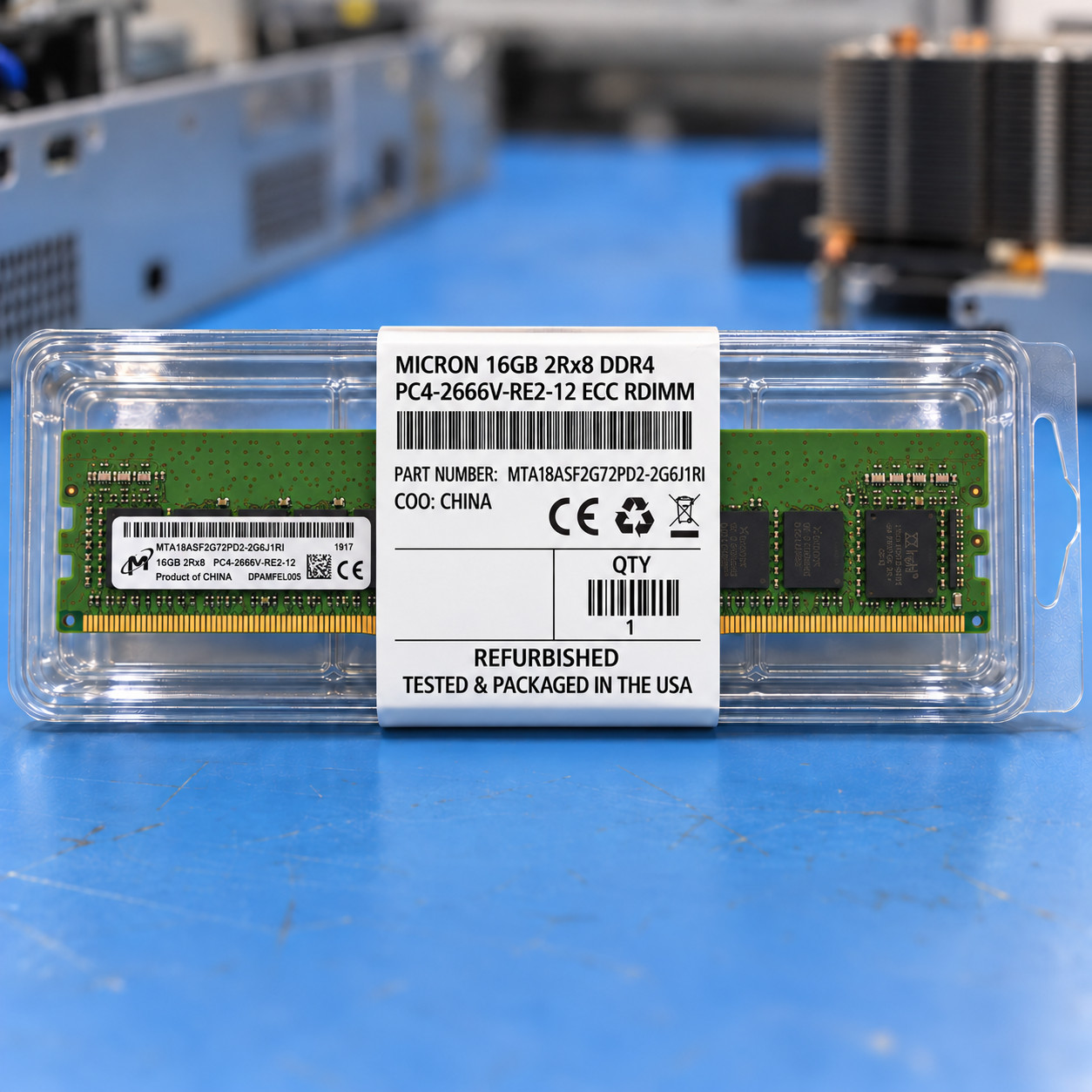 Micron 16GB DDR4 2666 2Rx8 ECC RDIMM Server RAM MTA18ASF2G72PD2-2G6J1RI