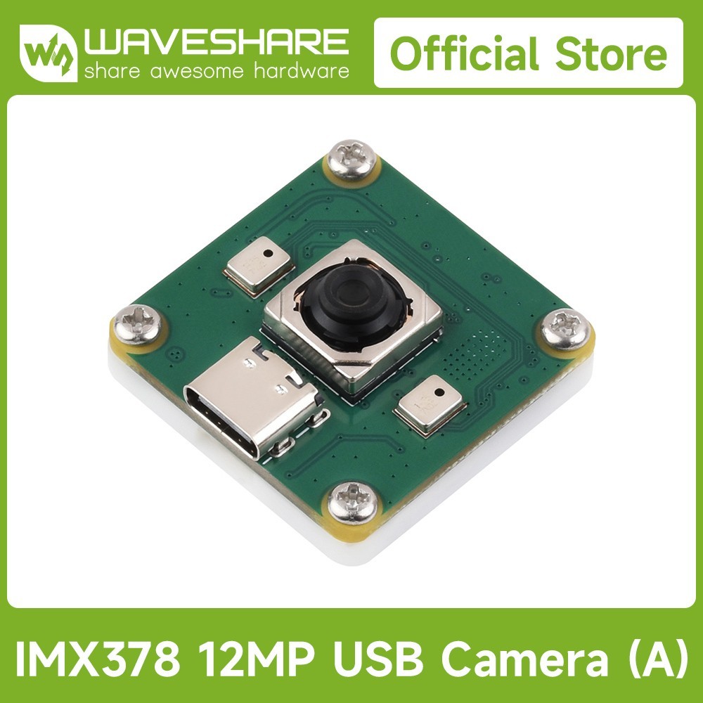 Waveshare IMX378 12MP USB Camera (A), Supports 30 FPS Output Distortion-Free