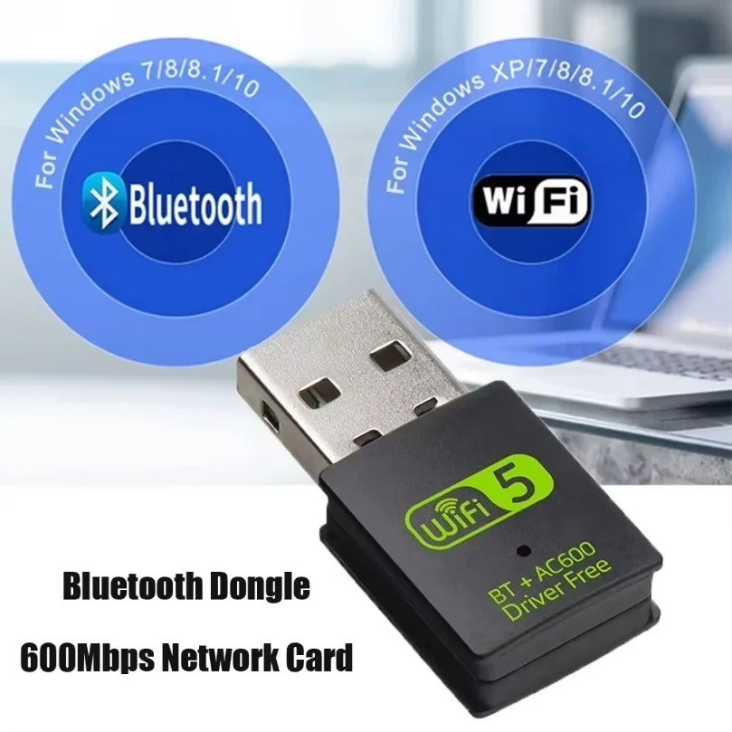 USB WiFi Bluetooth Adapter 600Mbps Dual Band 2.4/5Ghz Wireless Network Receiver