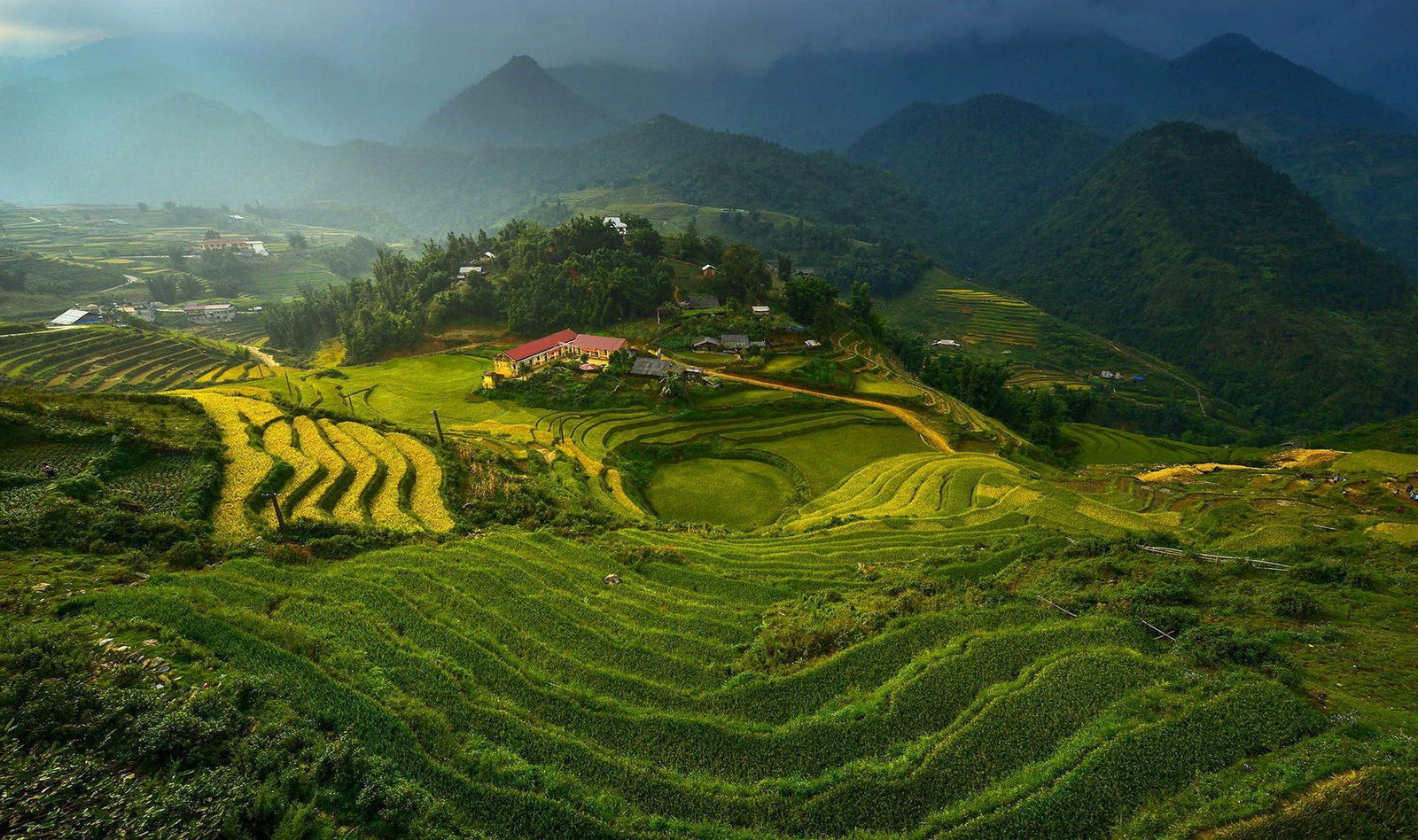 Landscape vietnam terraced field high angle asia Custom Gaming Mat Desk