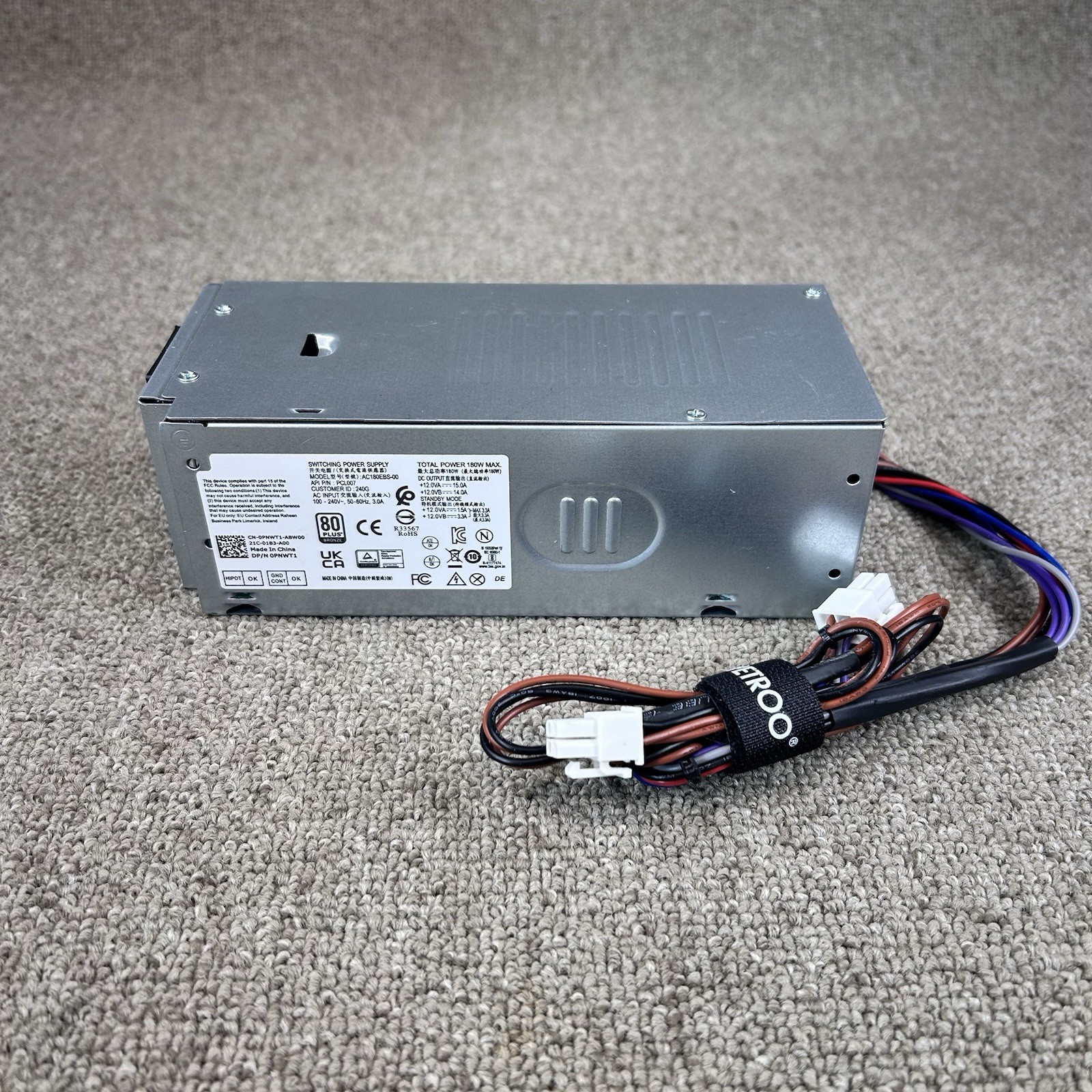 Upgraded AC180EBS00 PCL007 180W Power Supply PSU Compatible With Dell 3910